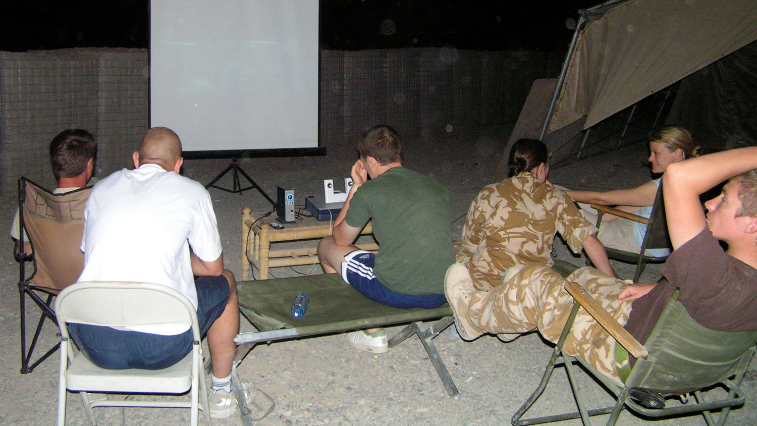 260326 a makeshift movie night in Camp Bastion, Afghanistan CREDIT Brad Carter