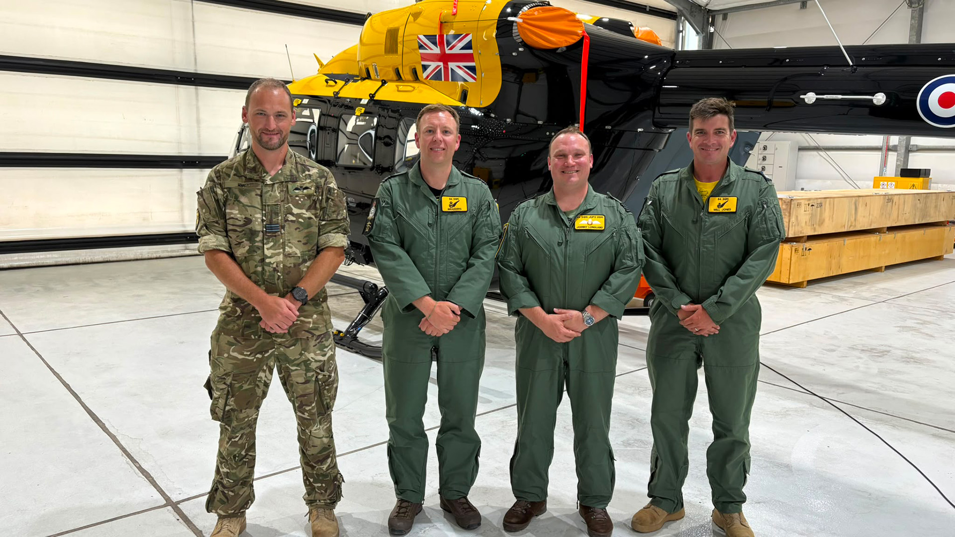 The helicopters, which members of 84 Squadron posed in front of, replace the Puma HC2 and Griffin, which were retired from service in recent years (Picture: BFBS)