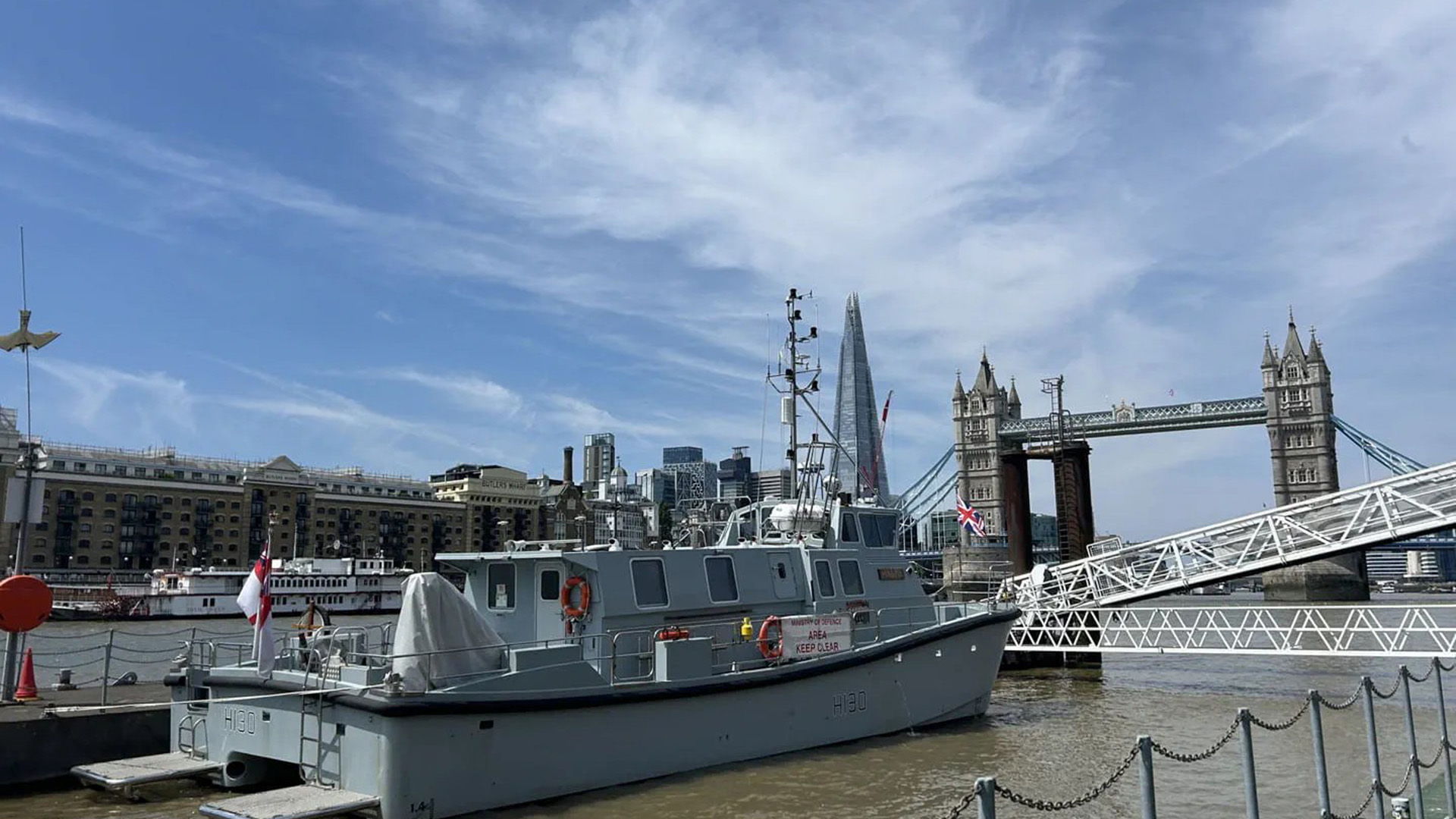 The vessel's main role is to build highly accurate bathymetric (water) data to support military operations in inshore water alongside HMS President in London (Picture: Royal Navy)