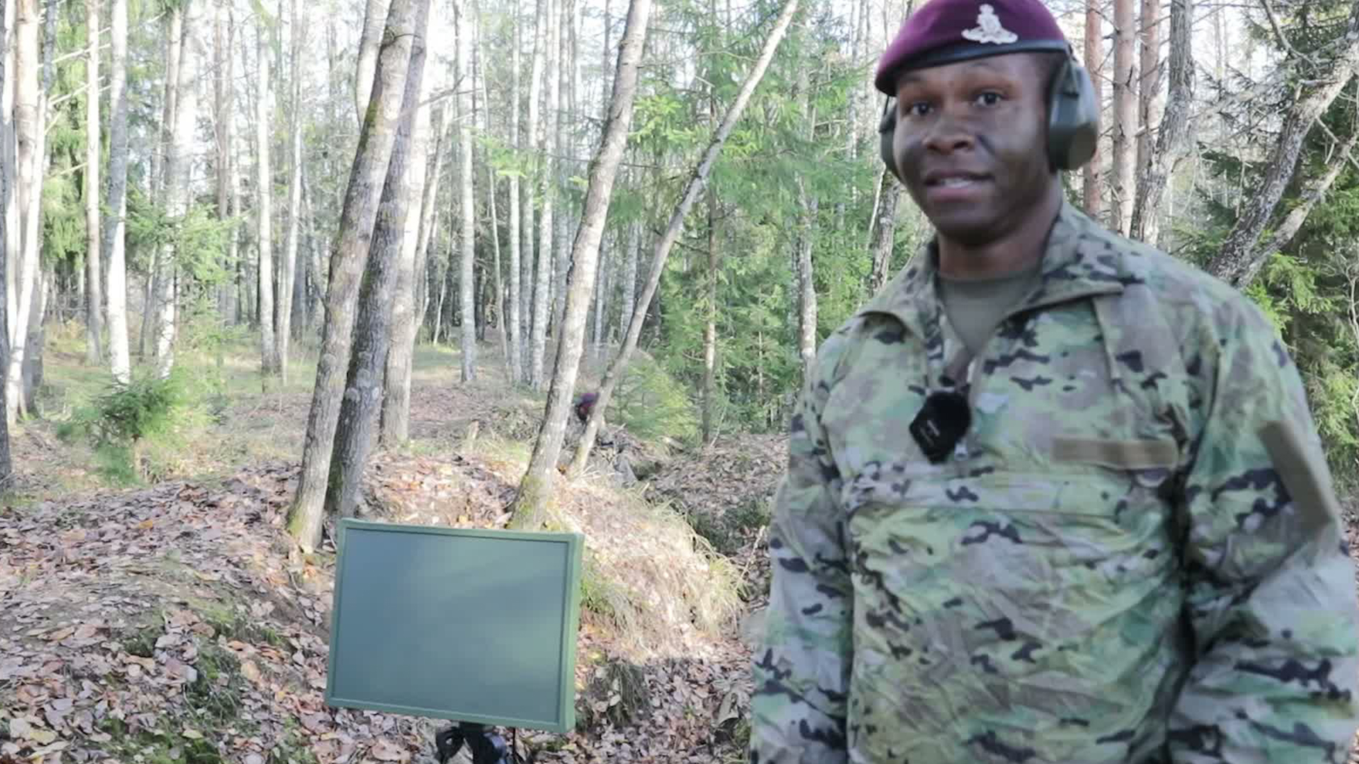 Bombardier Bika explained how the Ground Based Surveillance Radar is quick to set up and can locate threats ahead of friendly forces (Picture: BFBS)