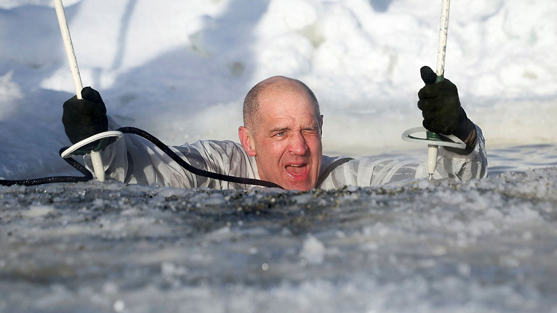 It's imperative all ranks are able to survive in the challenging conditions – meaning even the Officer Commanding of Operation Clockwork, Lieutenant Colonel Devereaux, was not let off the infamous Icebreaker Challenge