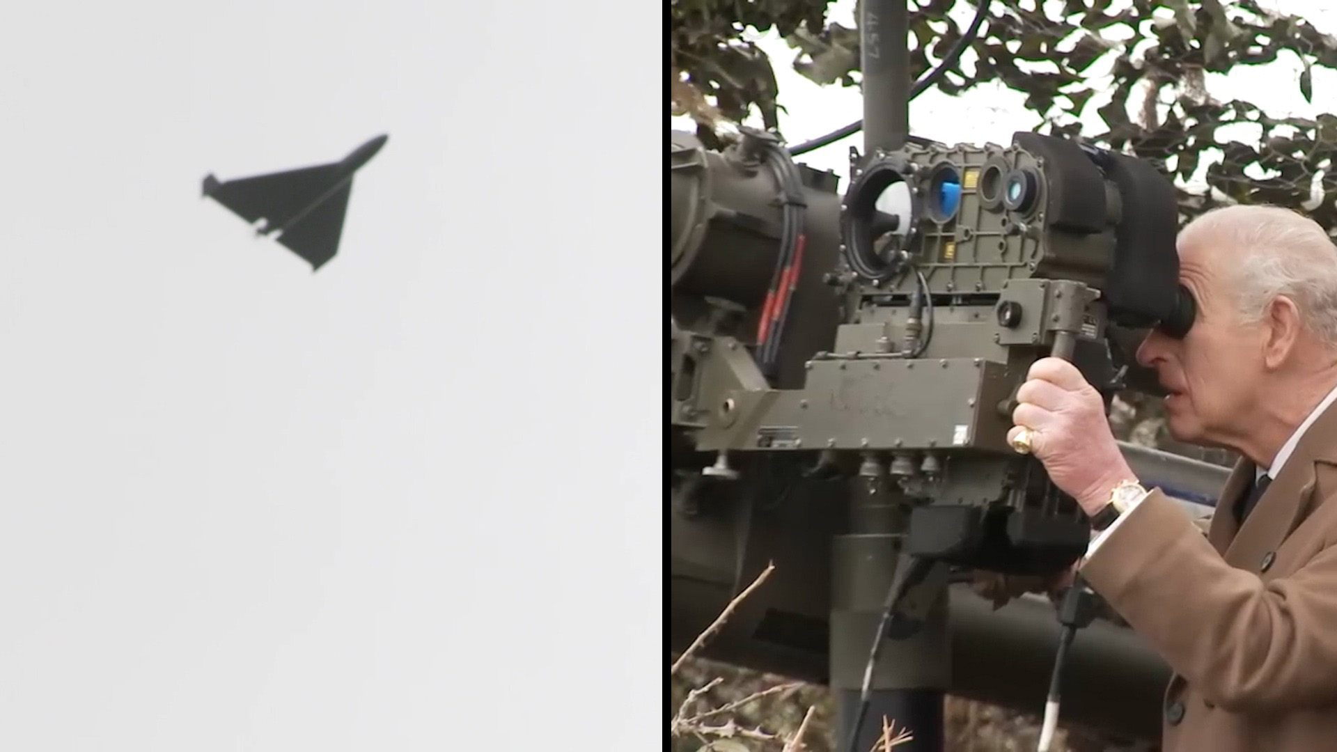 King Charles takes aim at a Shahed lookalike with a Lightweight Multiple Launcher at Baker Barracks (Picture: BFBS)