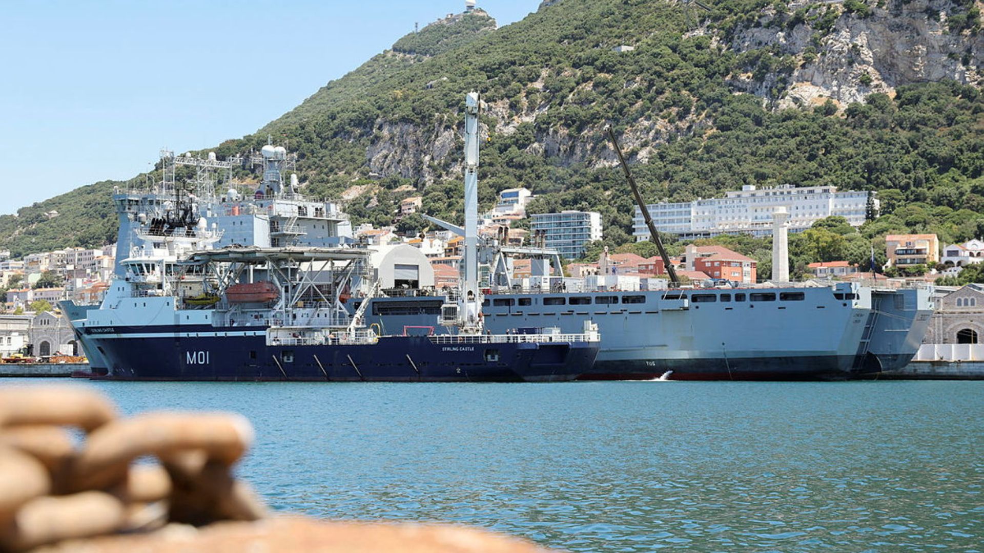 HMS Stirling delivered essential equipment to RFA Lyme Bay while the pair were docked in Gibraltar