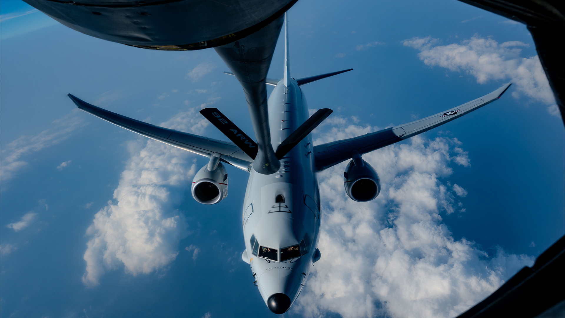 The P-8 is capable of air-to-air refuelling, as seen here with this US Navy example