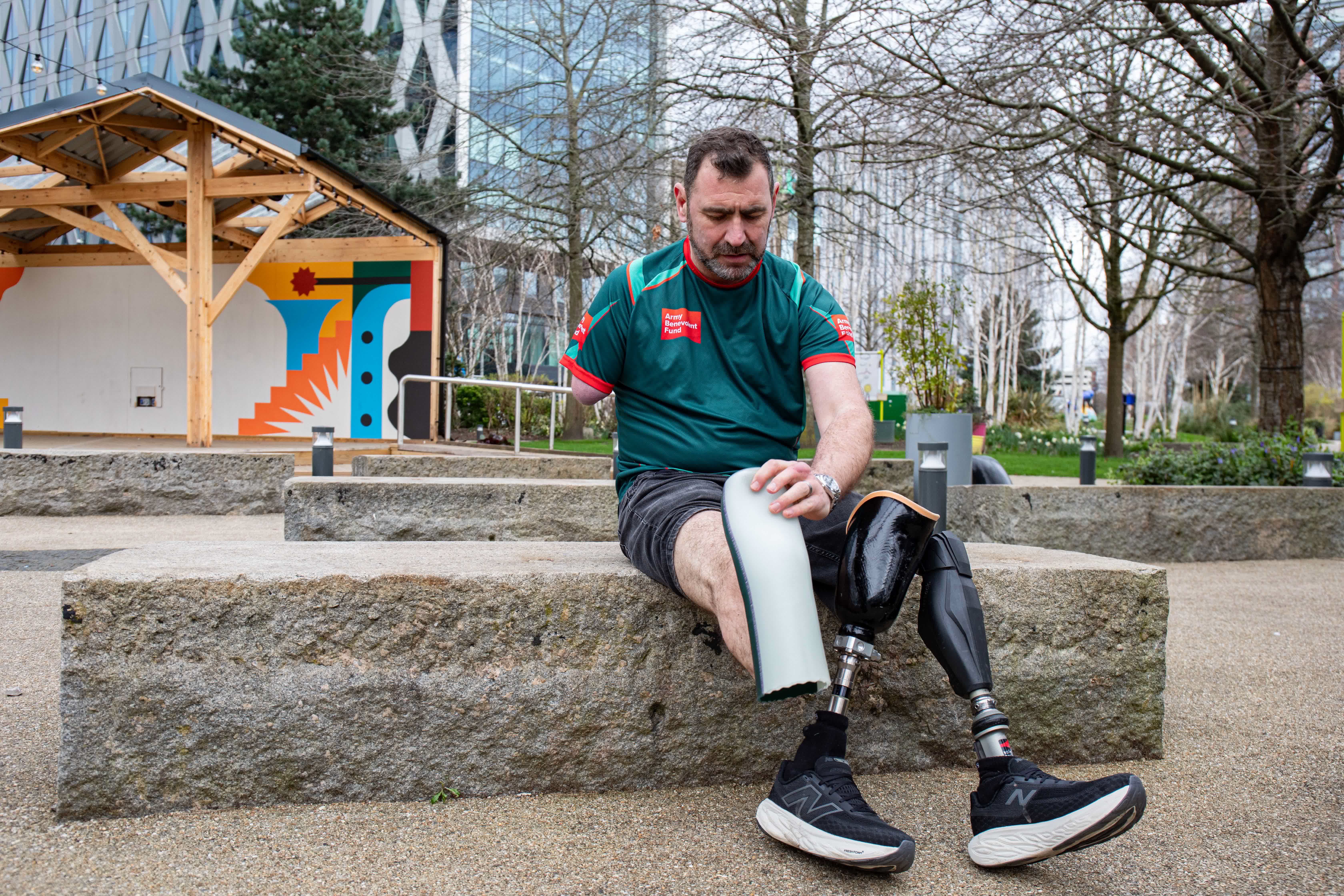 Former soldier Andy Reid MBE who became the first triple amputee to complete the London Marathon