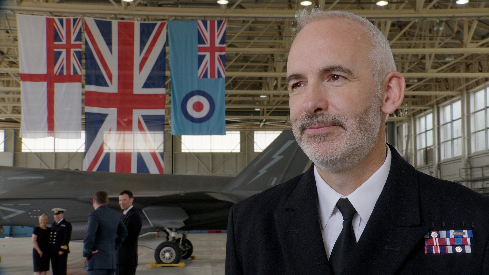 Captain Tim Flatman said the King took a great interest in the work of F-35B crews (Picture: BFBS)