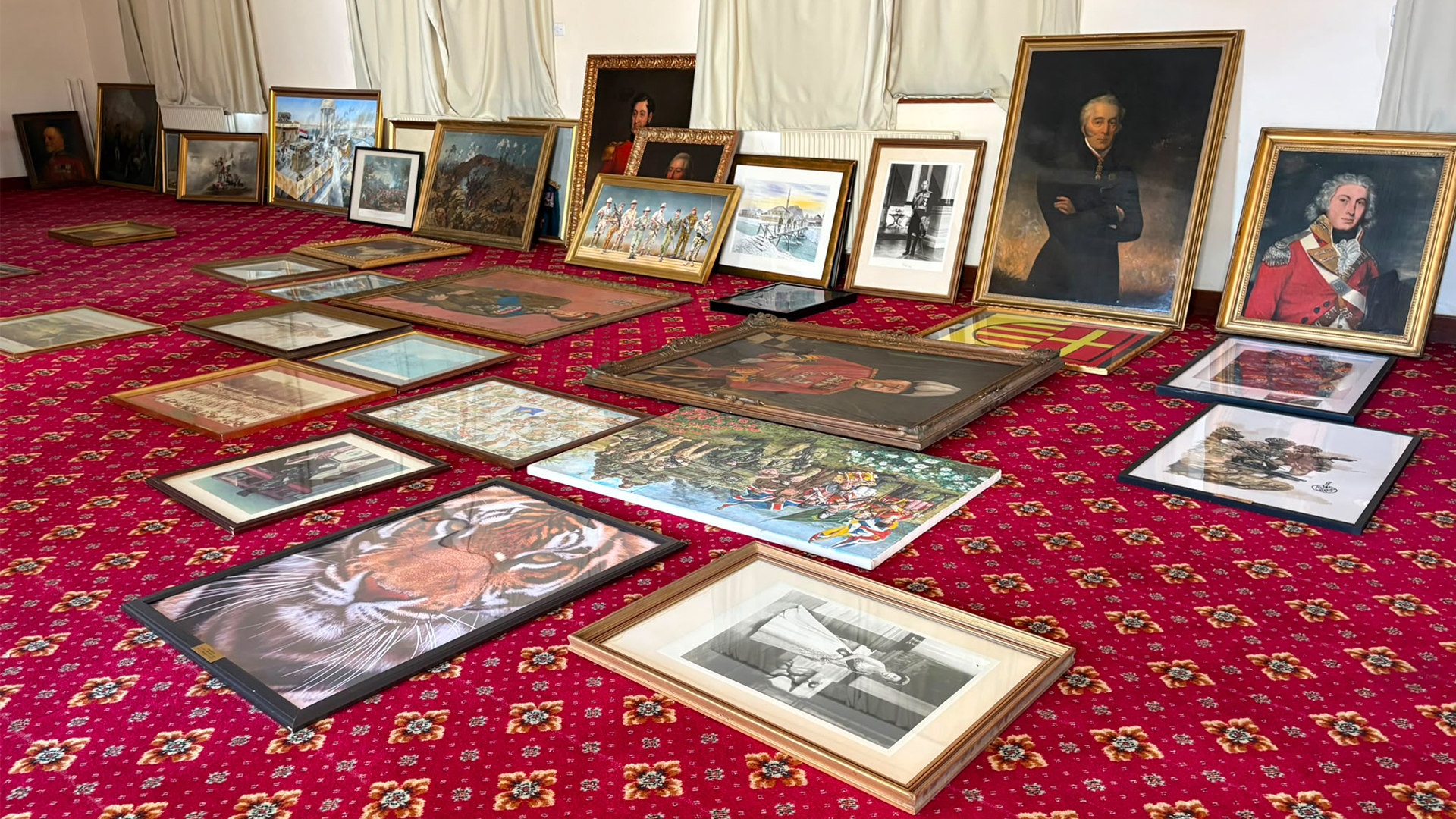 The battalion has an impressive collection of paintings, naturally including one of a tiger - the emblem and nickname dating back to one of PWRR's antecedent regiment's actions during the Indian Rebellion of 1857-58 (Picture: BFBS)