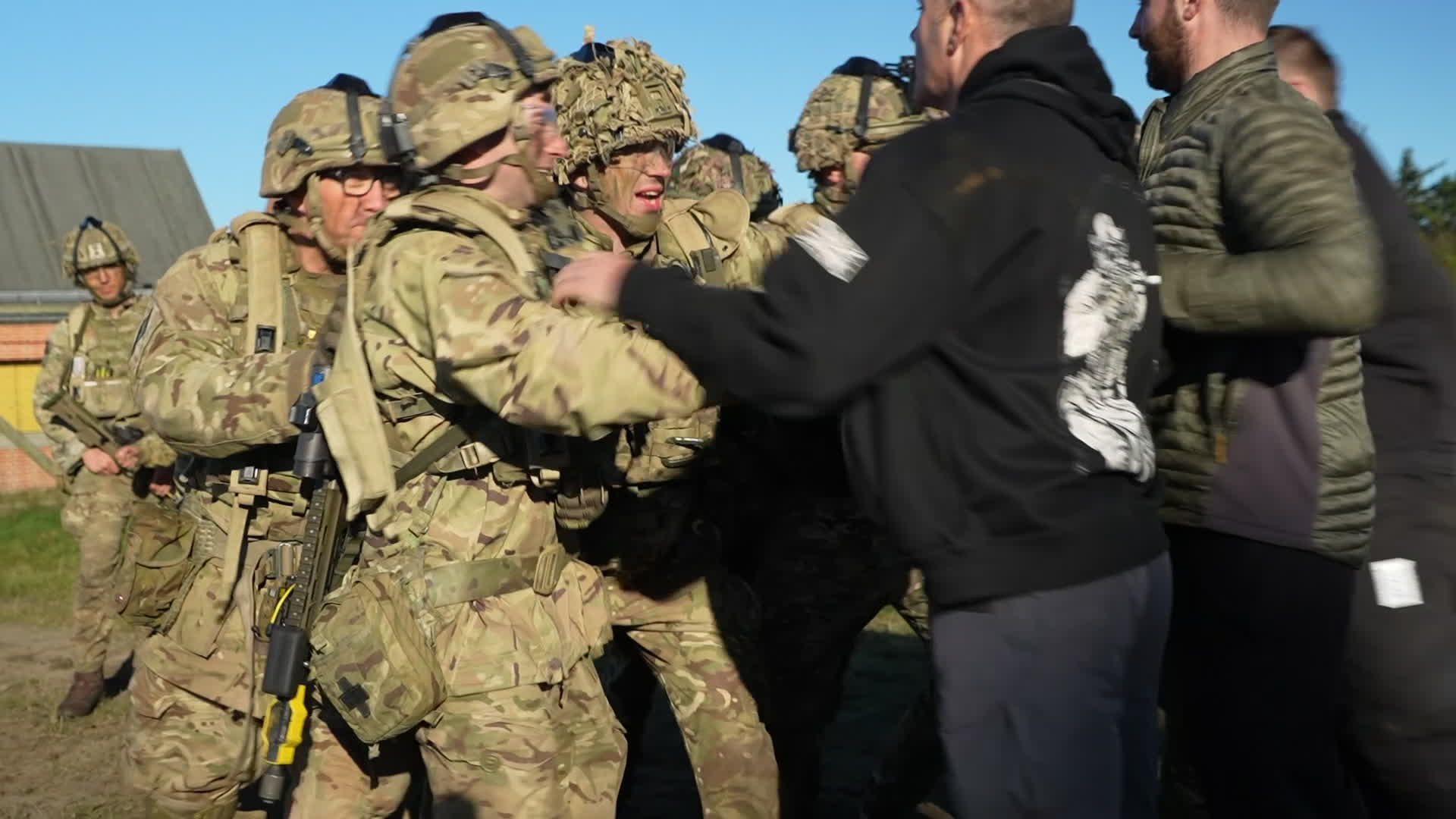 In order to control a riot, the soldiers were taught how to form a blocking wall and then identify and isolate the ringleader (Picture: BFBS)