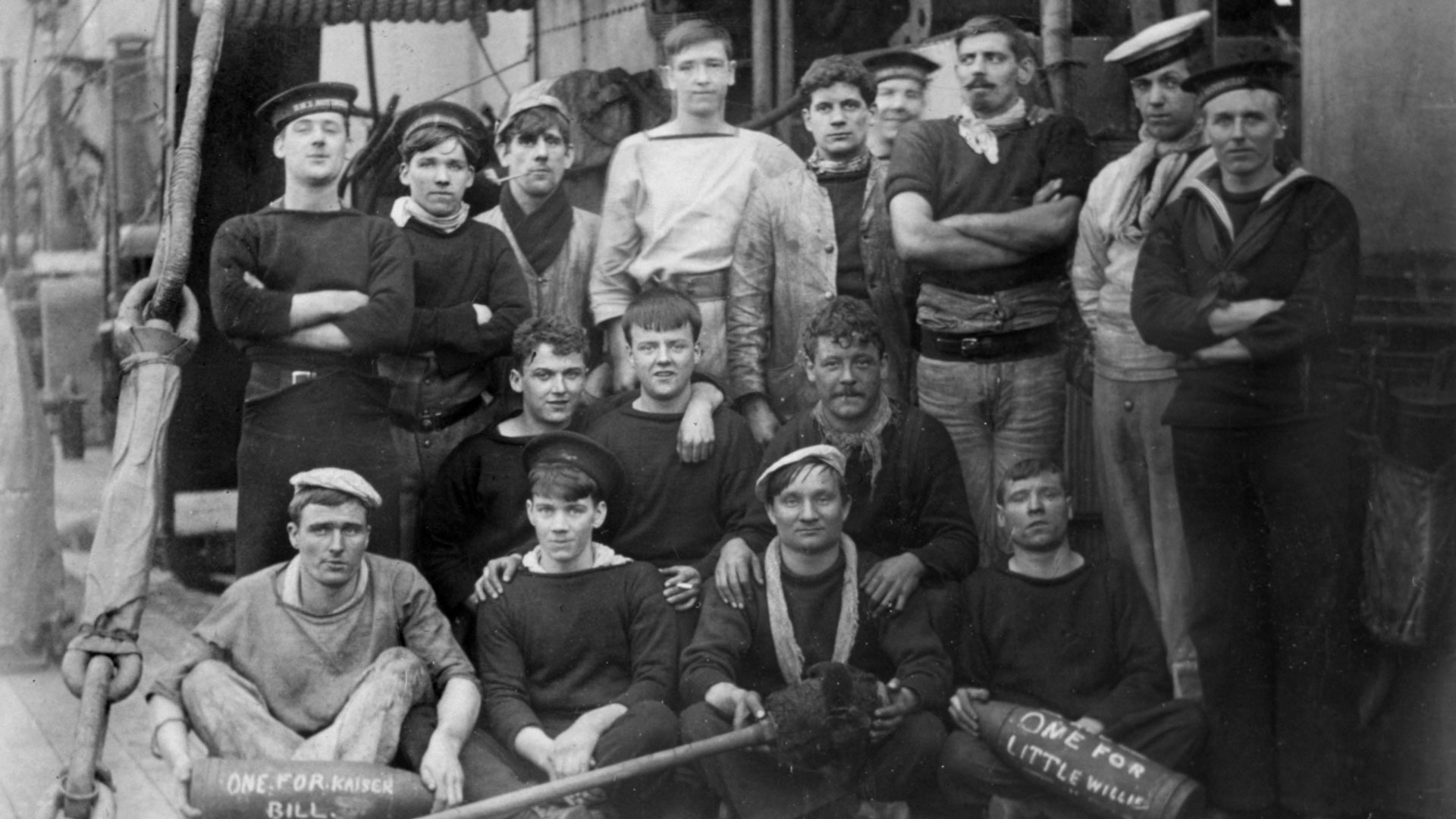 The crew of HMS Nottingham pictured in 1914 – two years later 38 would perish in the sinking (Picture: Chronicle)