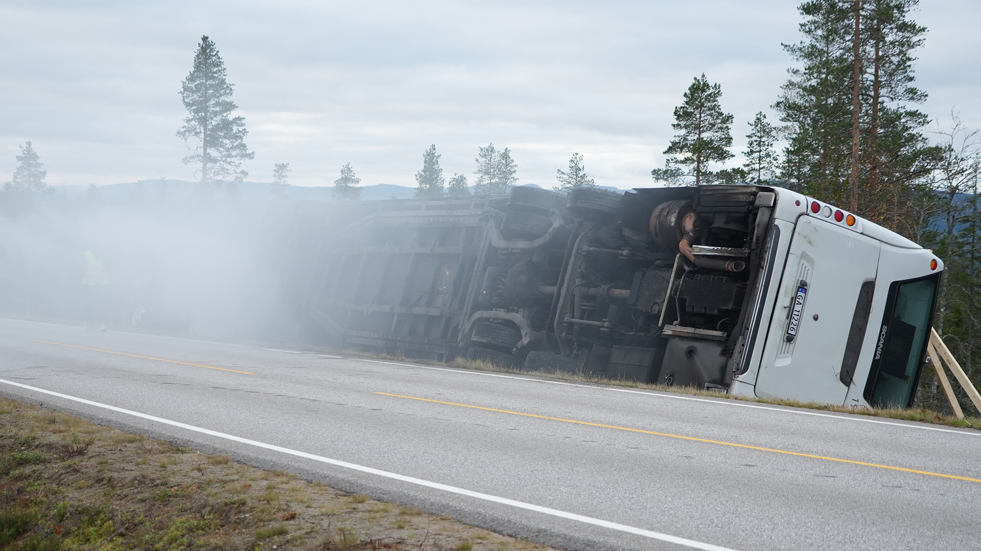 With a vehicle carrying a Nato recce team having come under fire, the Norwegian Home Guard, police and fire service had to act swiftly to secure the area and deal with the incident (Picture: BFBS)