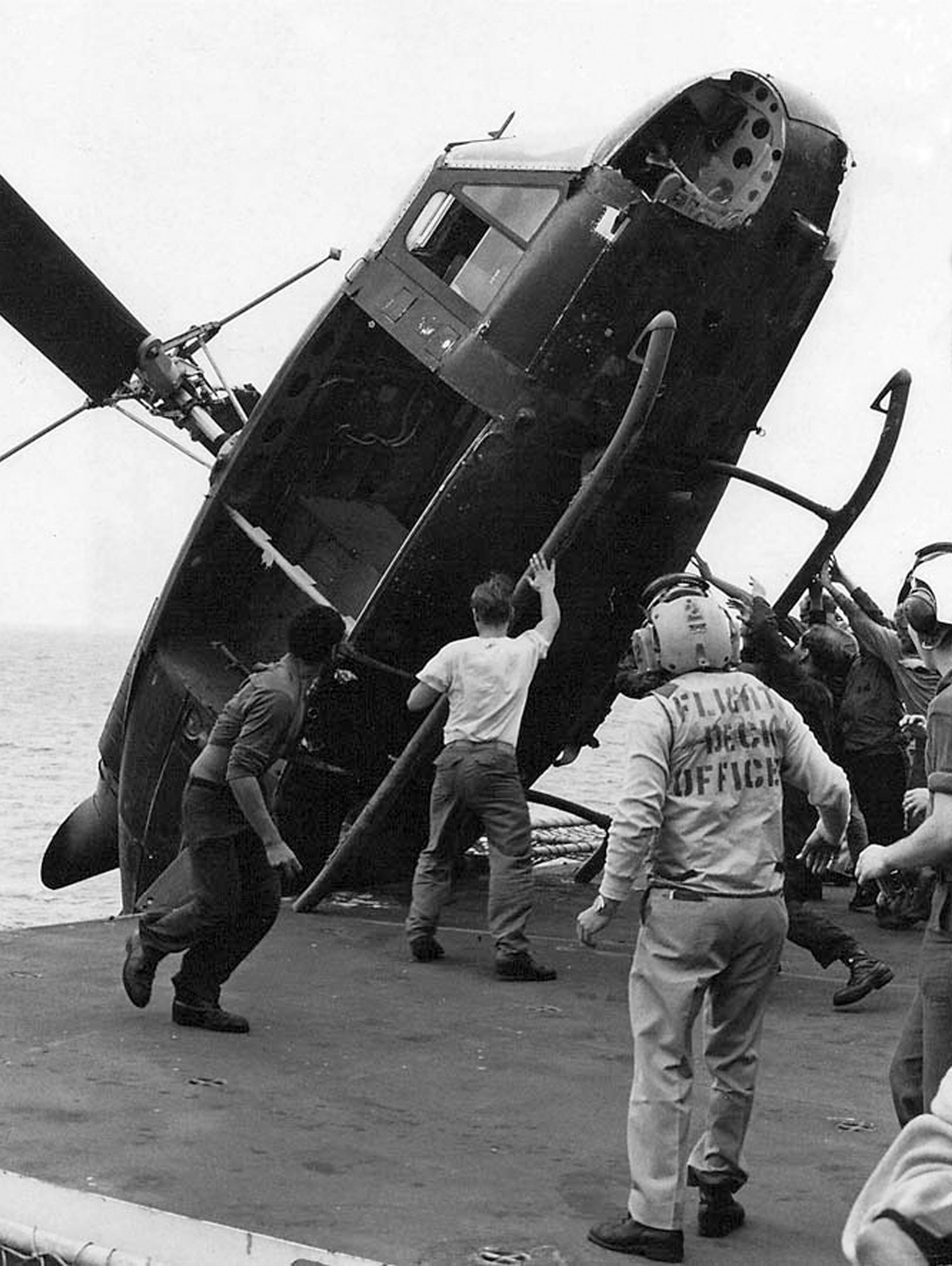 The US Navy pushed tens of millions of dollars worth of helicopters overboard during Operation Frequent Wind to clear space on deck for arriving evacuees. Alamy