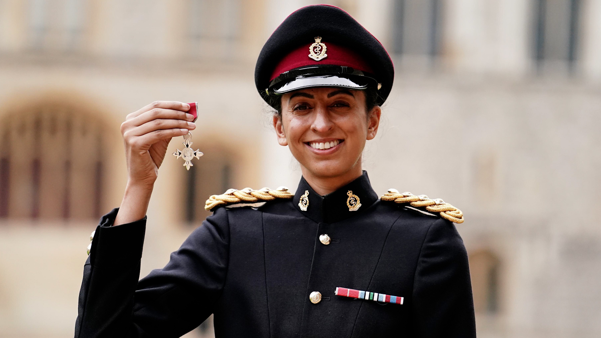 NH94MK Captain Preet Chandi after being made an MBE (Member of the Order of the British Empire) during an investiture ceremony at Windsor Castle