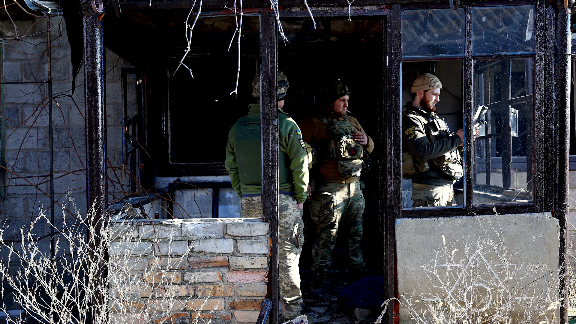 2P287HG Ukrainian serviceman of the 1st Independent Tank Brigade operates a drone, as Russia's attack on Ukraine continues, near the frontline of Vuhledar, in Donetsk