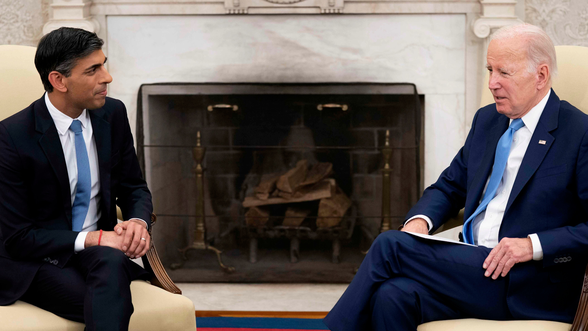 United States President Joe Biden holds a meeting with Prime Minister Rishi Sunak in the Oval Office at the White House in Washington, DC (Picture: dpa picture alliance/Alamy Stock Photo).