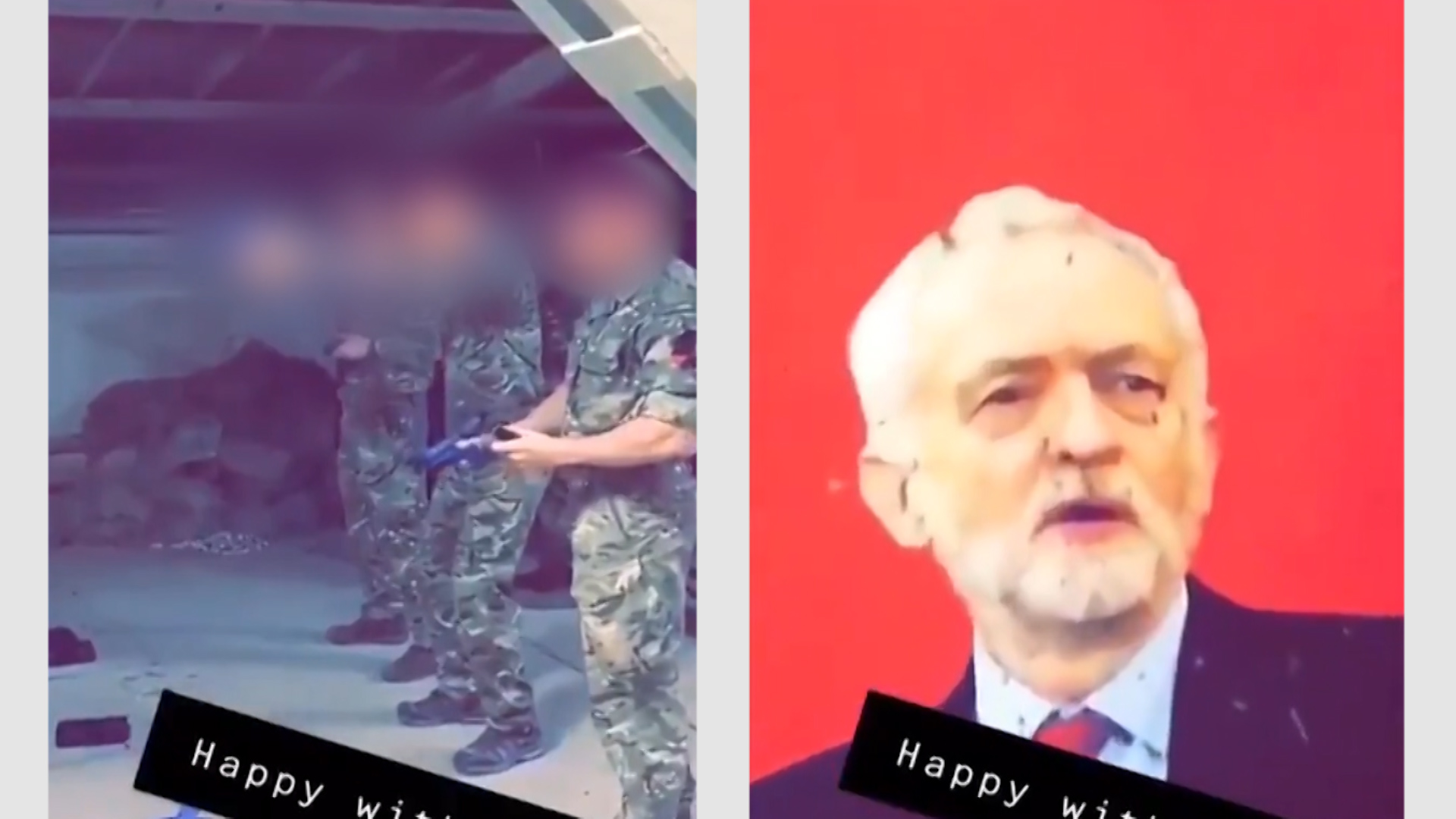 3 Para soldiers in Kabul shooting at Corbyn poster. 