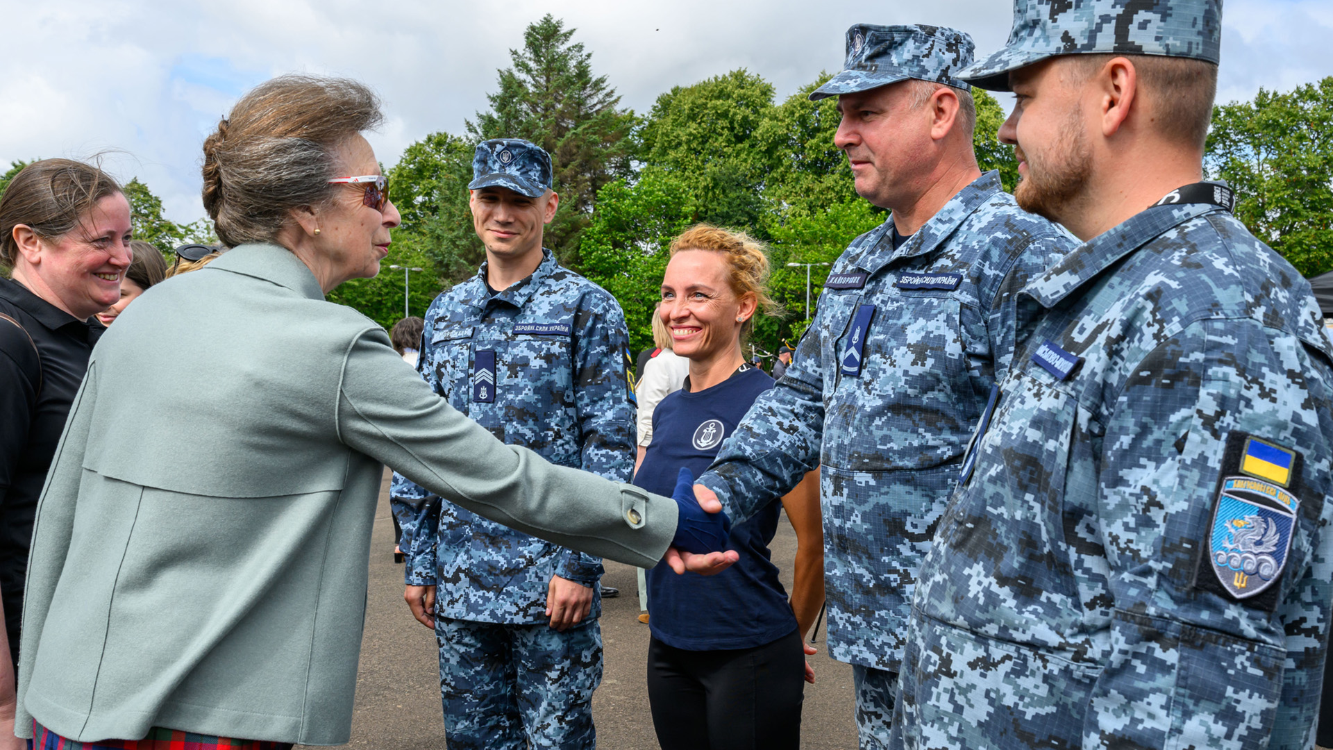 Princess Anne meets Ukrainian Navy band members at Redford Barracks, Edinburgh (Picture: REMT - Royal Edinburgh Military Tattoo)