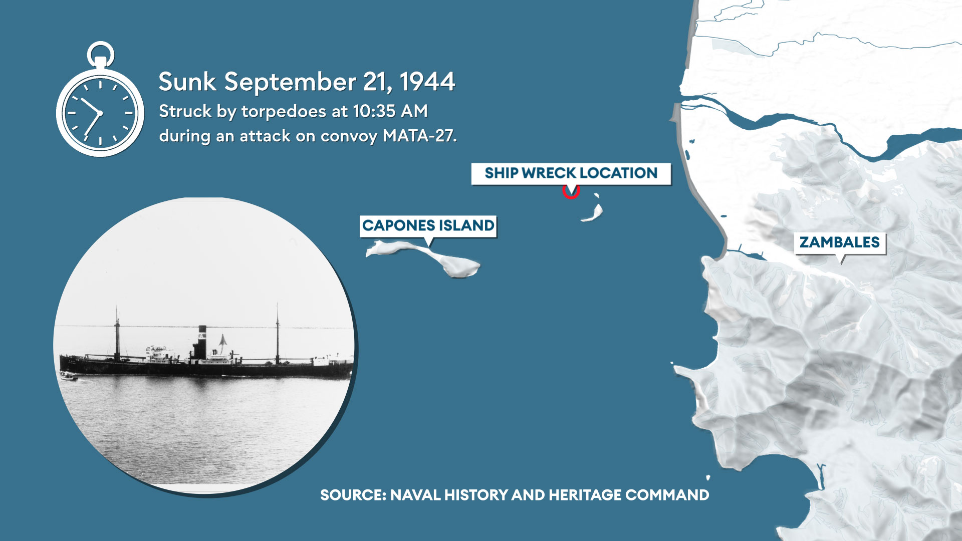 A map showing the location of the wreck of Hell Ship Hofuku Maru (Picture: BFBS)