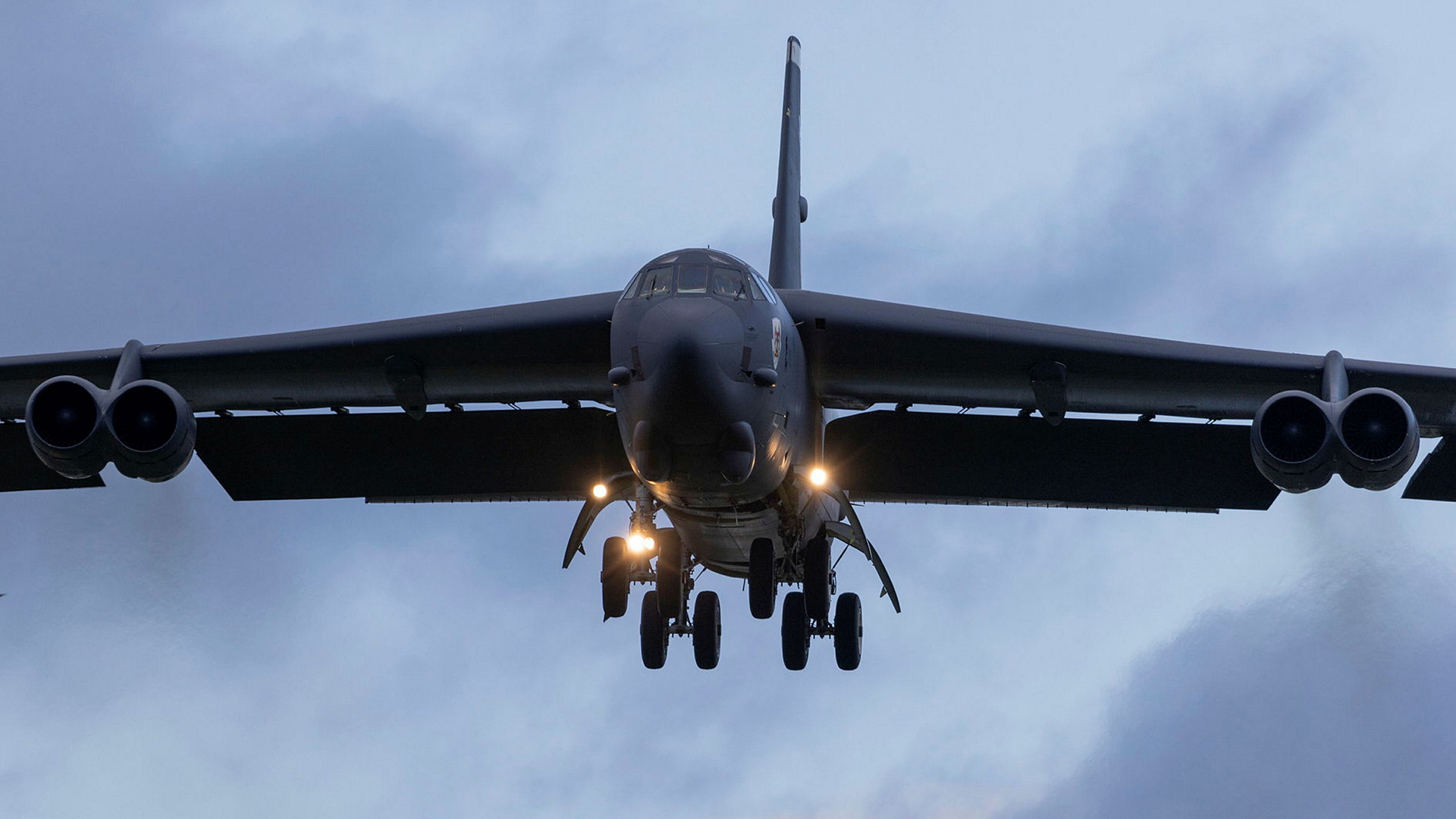 A B-52H Stratofortress comes in to land at RAF Fairford, which serves as the USAF's key operating base in Europe for other heavy bombers such as the B-1 Lancer and B-2 Spirit as well as the long-range recce U-2S Dragon Lady (Picture: MOD)