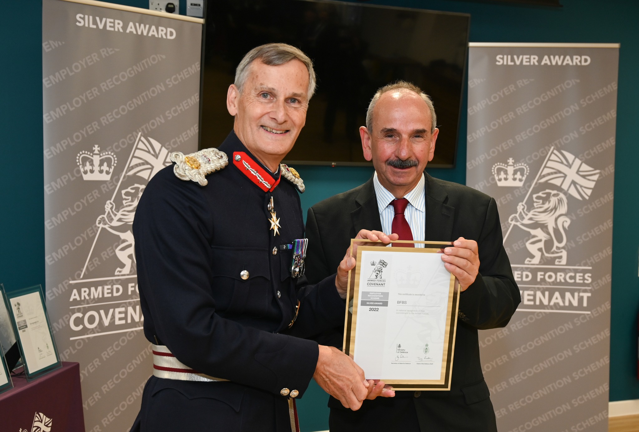 Simon Bucks with Her Majesty’s Lord-Lieutenant of Hampshire, Mr Nigel Atkinson (Picture: Leigh Quinnell).