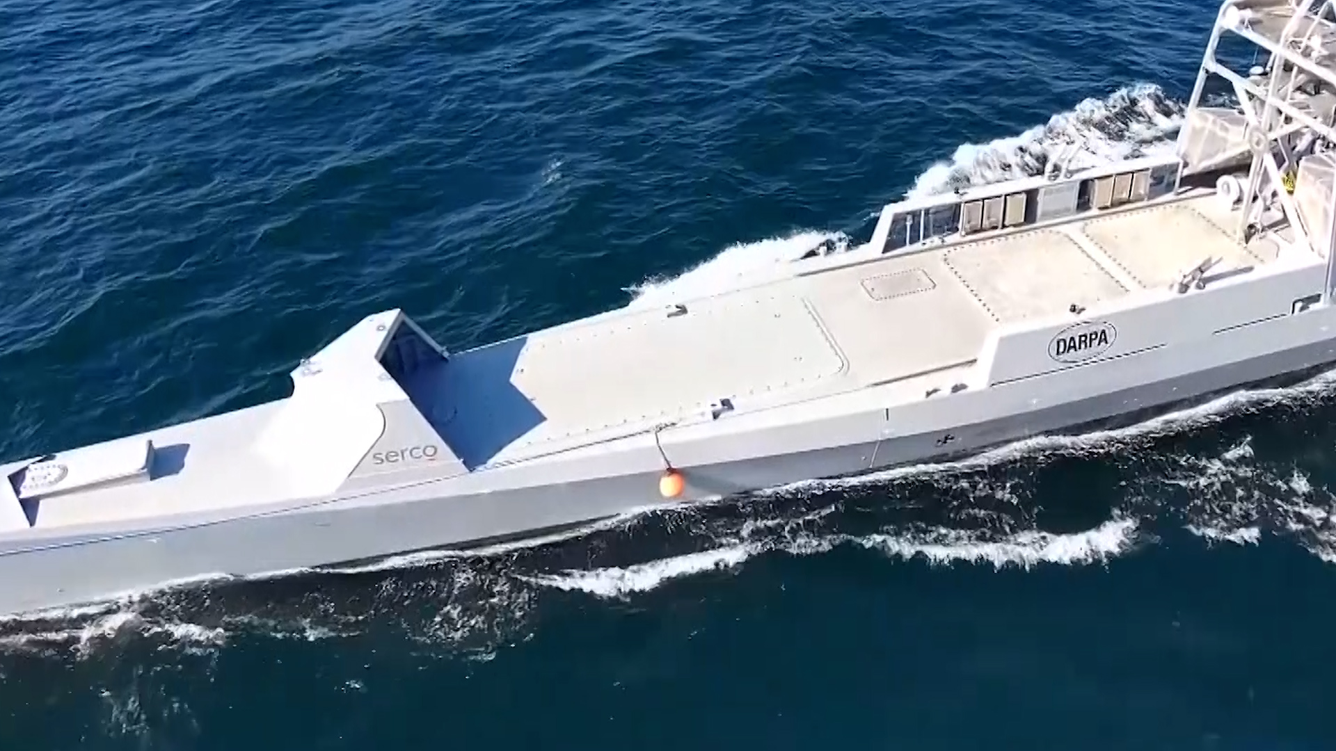 Seen from above, the narrow width of the USX-1 Defiant is evident - thanks to the lack of human passageways (Picture: DARPA)