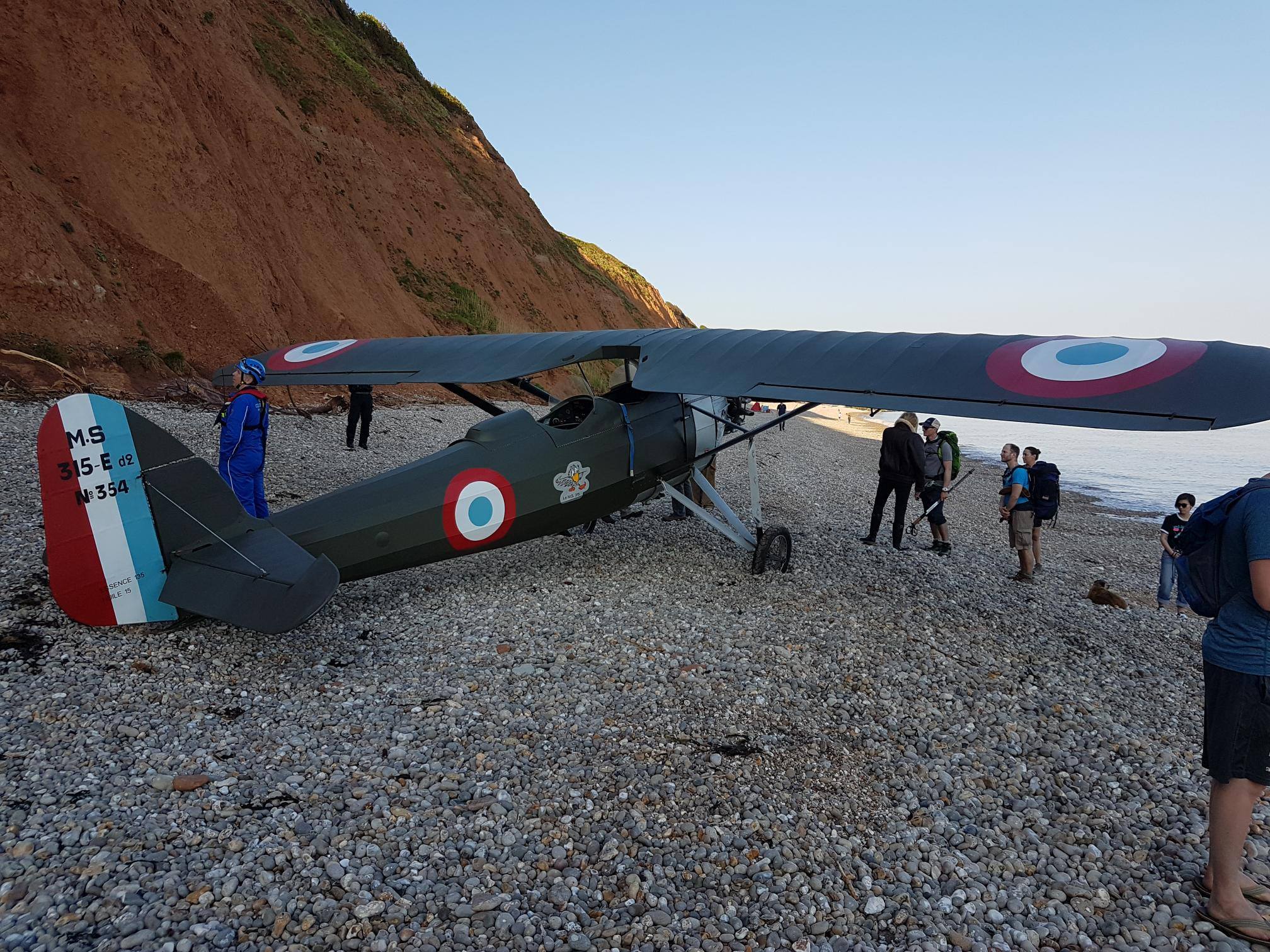 WW1 Aircraft Makes Emergency Landing On Devon Beach Credit: Beer Coastguard Rescue Team