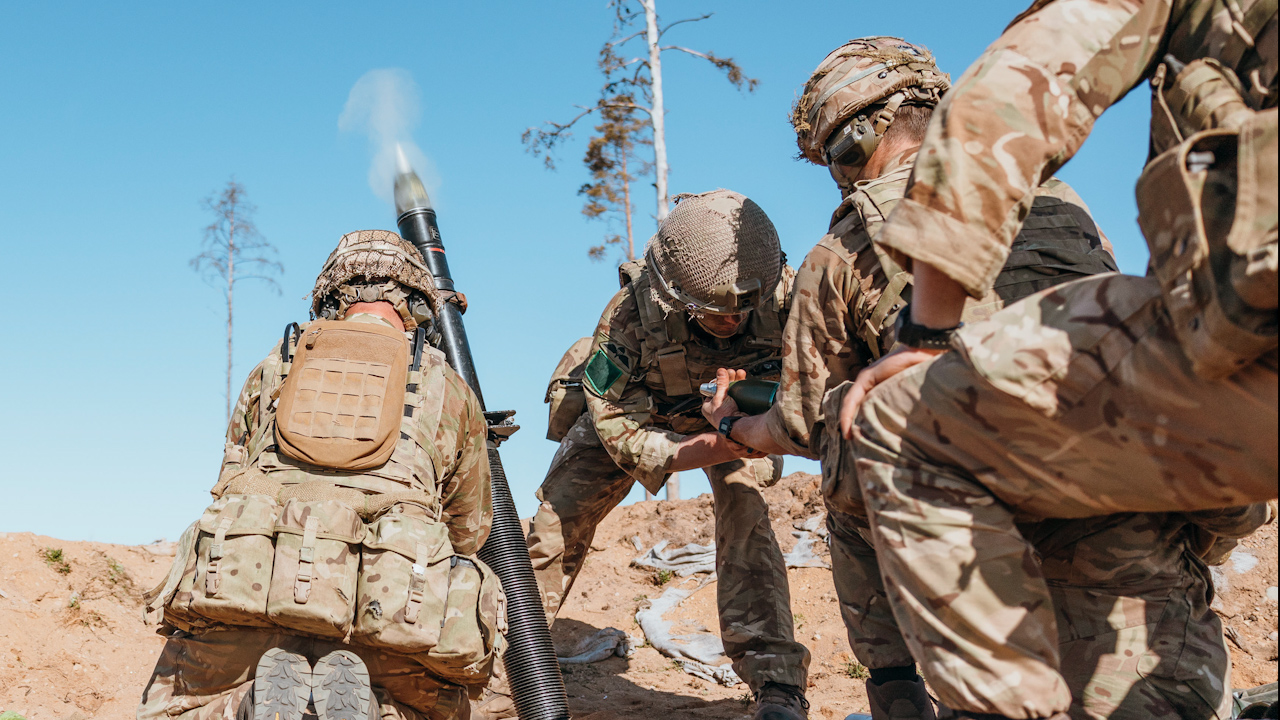 Members of 3rd Battalion the Parachute Regiment's Battlegroup used 81mm mortars to subdue the enemy strongpoints as part of the live fire mission (Picture: British Army).