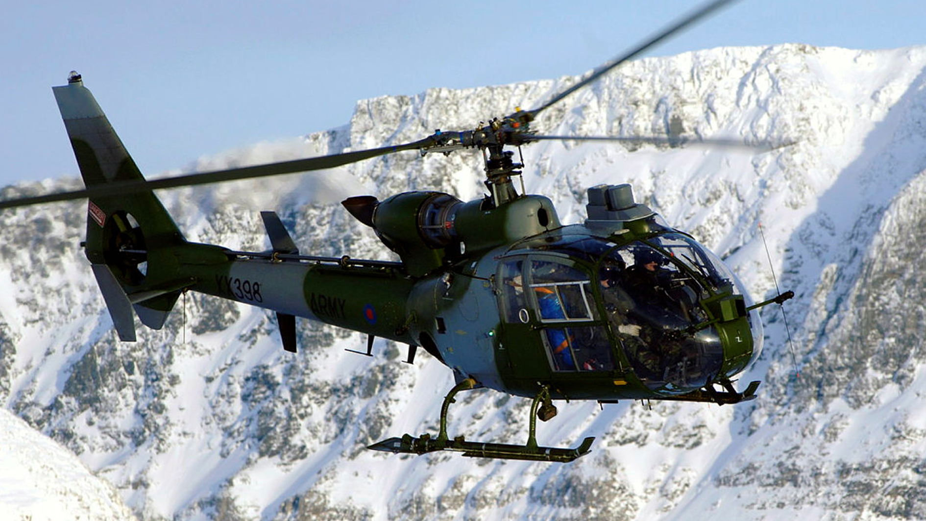 4 Regiment Army Air Corp Gazelle conducted winter training in the mountainous region above Bardufoss, Norway 