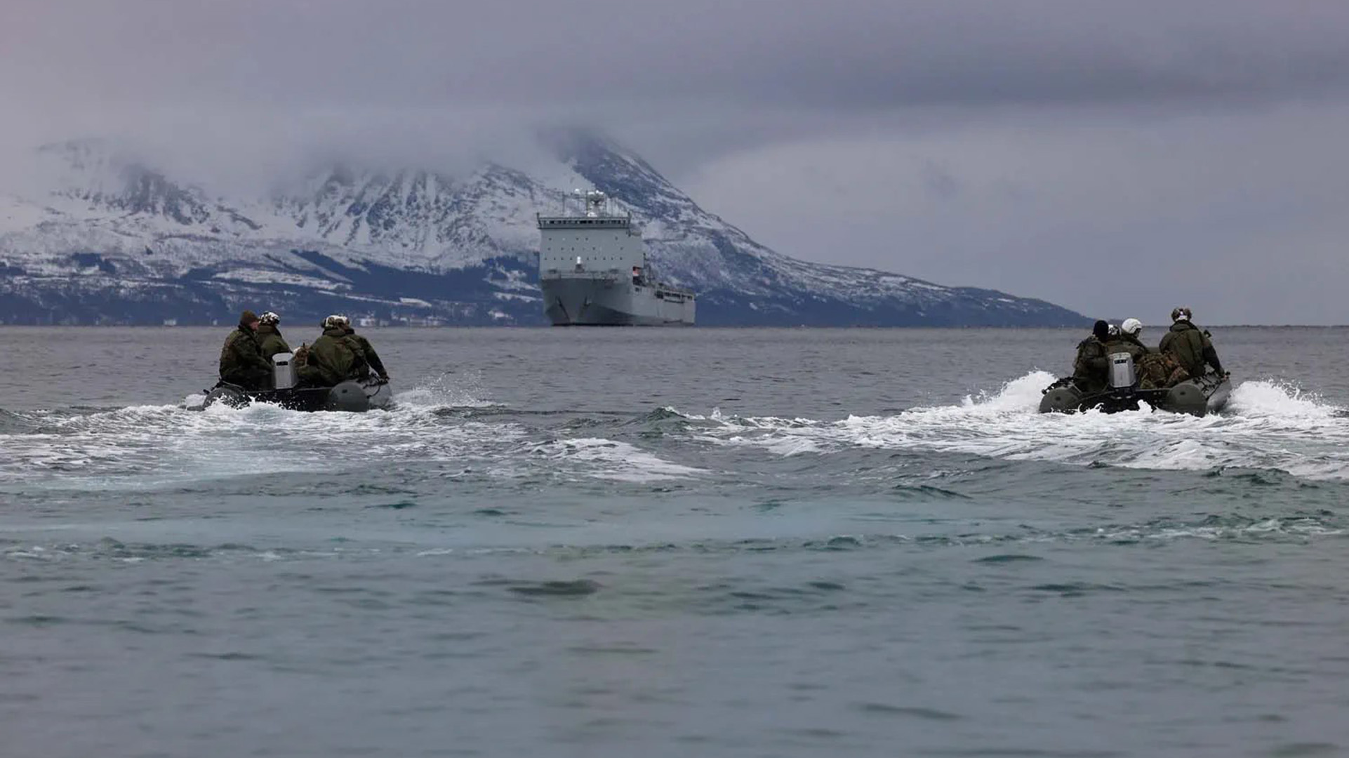 45 Commando launched night-time raids onto mountainous Senja Island (Picture: Royal Navy)