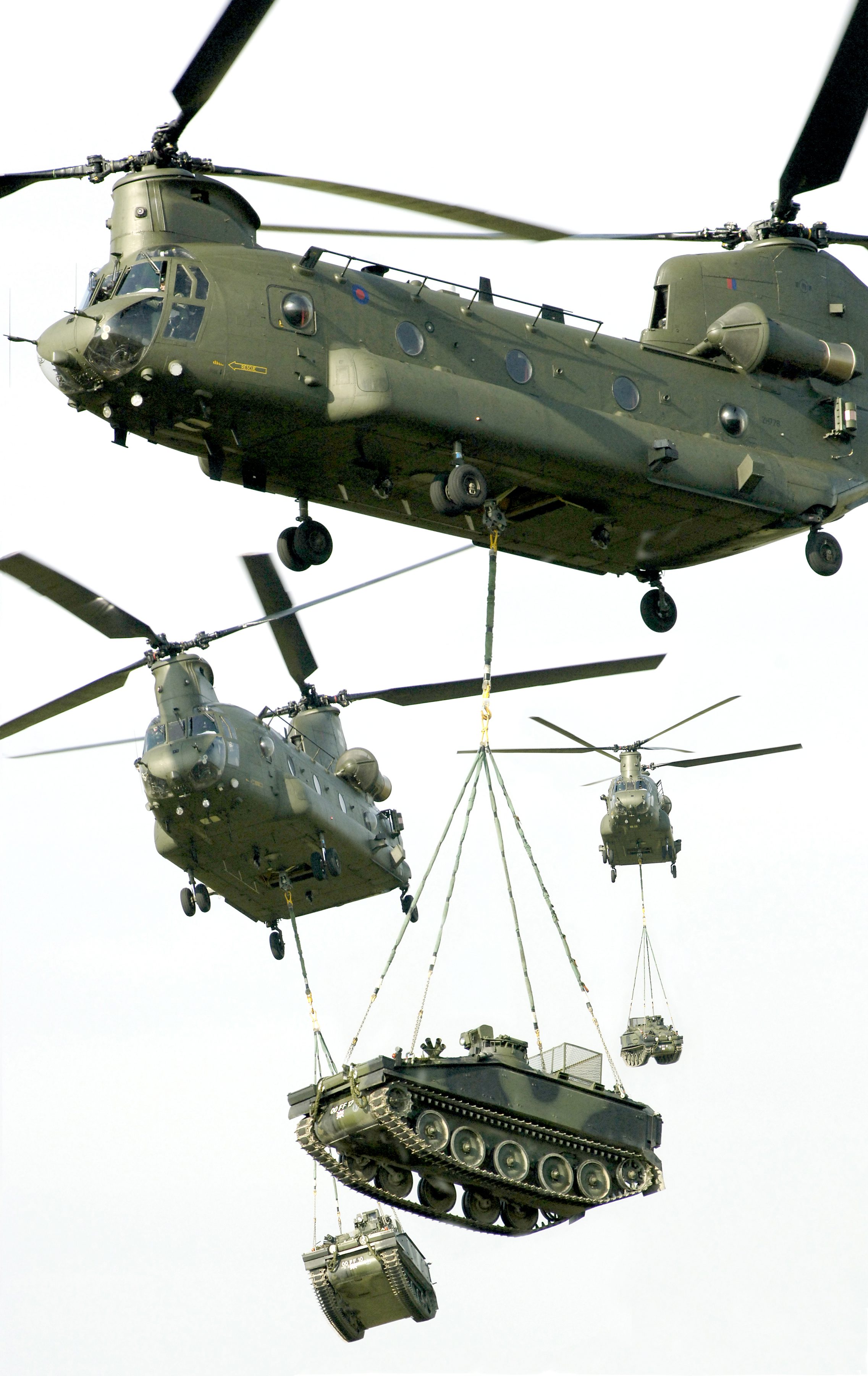 45147046 Chinook Helicopters Lifting AFVs at RAF Lyneham 2005 Defence Imagery