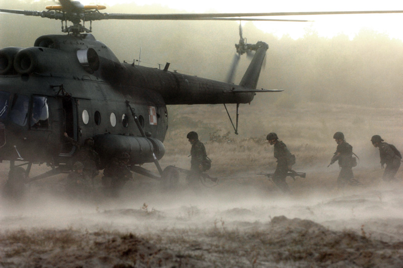 British Sodiers are recovered by a Polish ME 8 Helicopter. Credit: Mark Owens, Crown Copyright