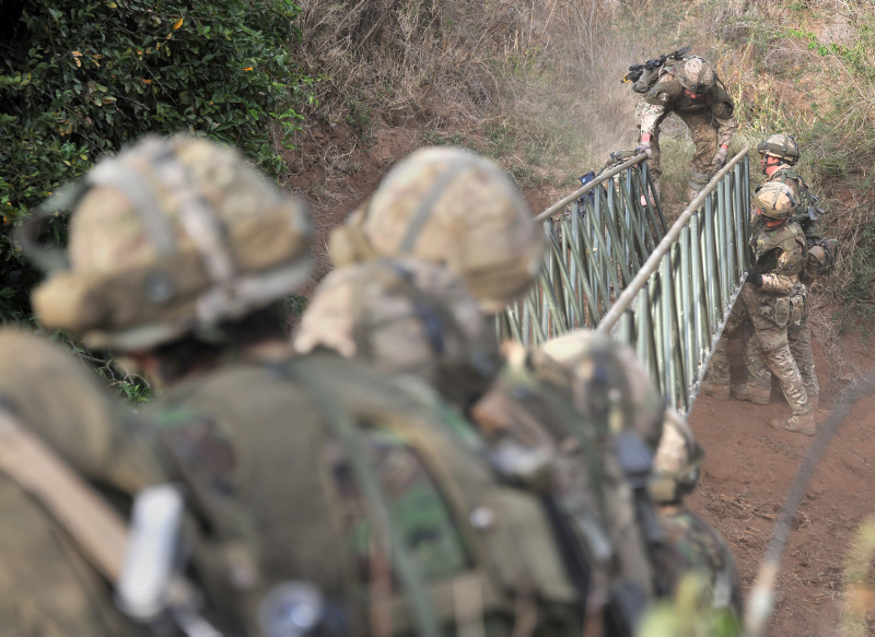 1st Battalion The Princess of Wales's Royal Regiment (Queen's and Royal Hampshire’s) (1 PWRR) installing an infantry foot bridge. Credit: Cpl Wes Calder, Crown Copyright
