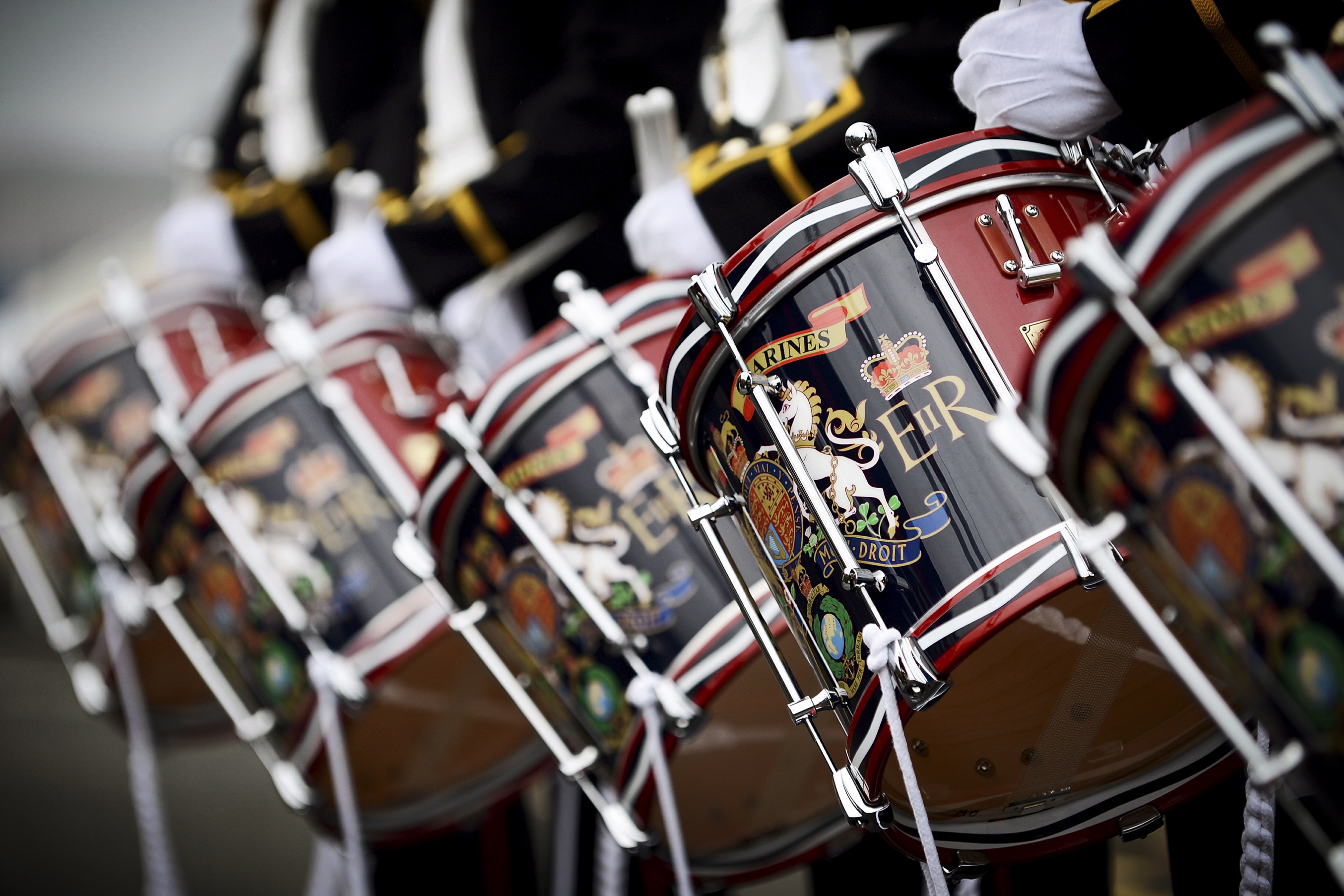 Drums of the Royal Marines Band Service. Credit Crown Copyright. 	LA(Phot) Will Haigh 