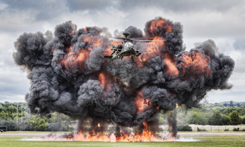 Army Air Corps Apache Dramatic Display Royal International Air Tattoo at RAF Fairford 2014 Credit Defence Imagery