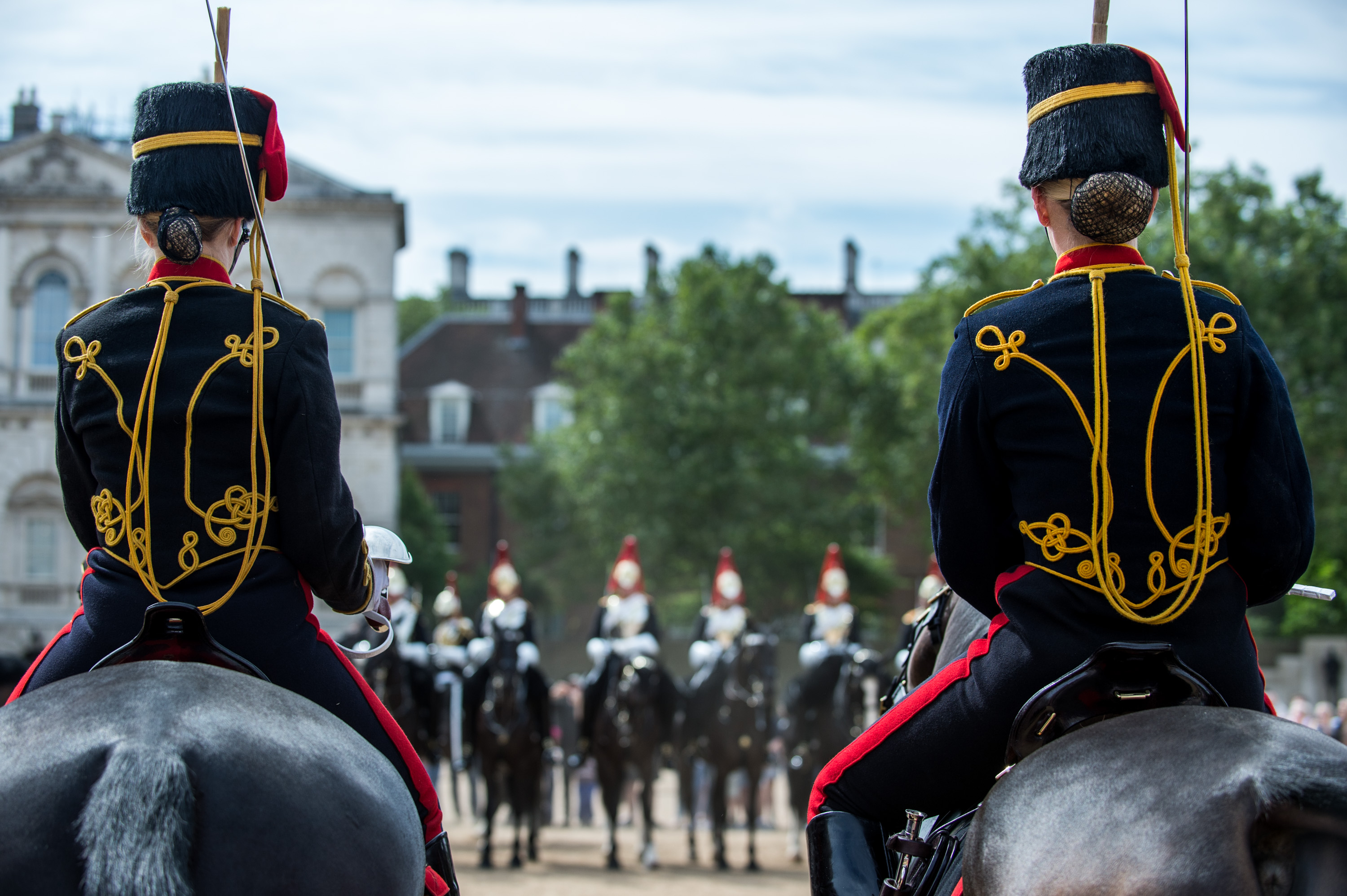 Pictured are two members of The King’s Troop Royal Horse Artillery on their duties as the Queen’s Life Guard 