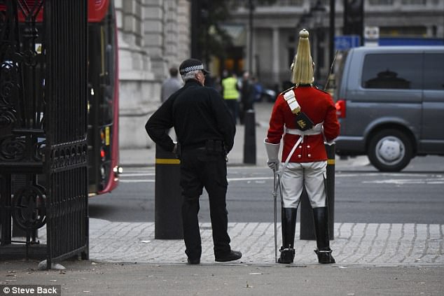 Soldier Wearing Headphones On Horse Guards Parade