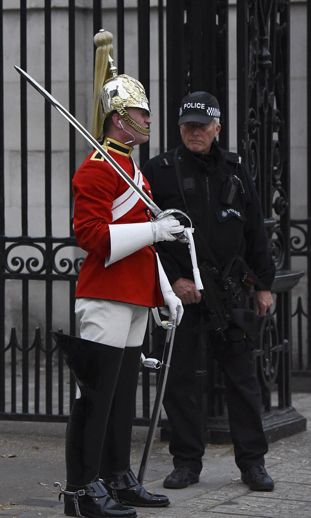 Soldier Wearing Headphones On Horse Guards Parade