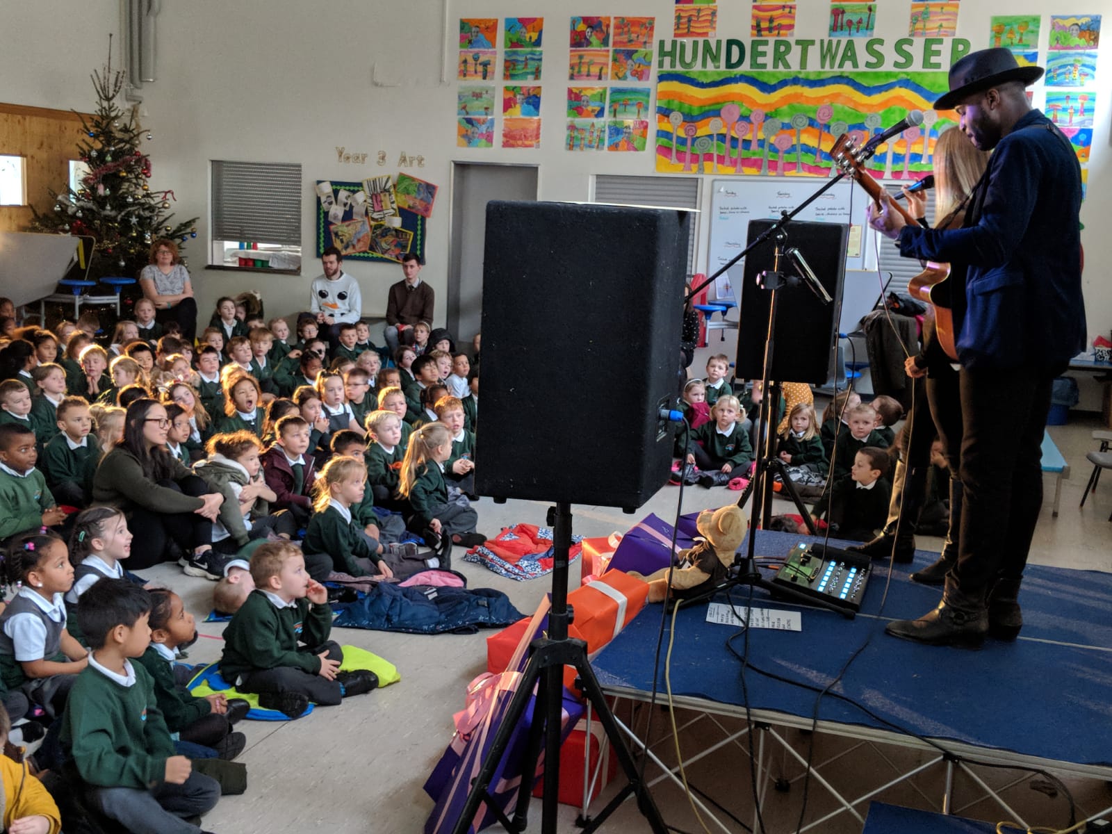 Kevin Davy White and Riva perform for CSE at Attenborough School, Germany