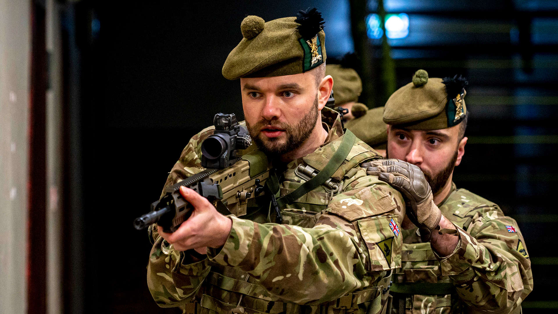 7 Scots reservists prepare to enter a room in urban operations training (Picture: MOD)