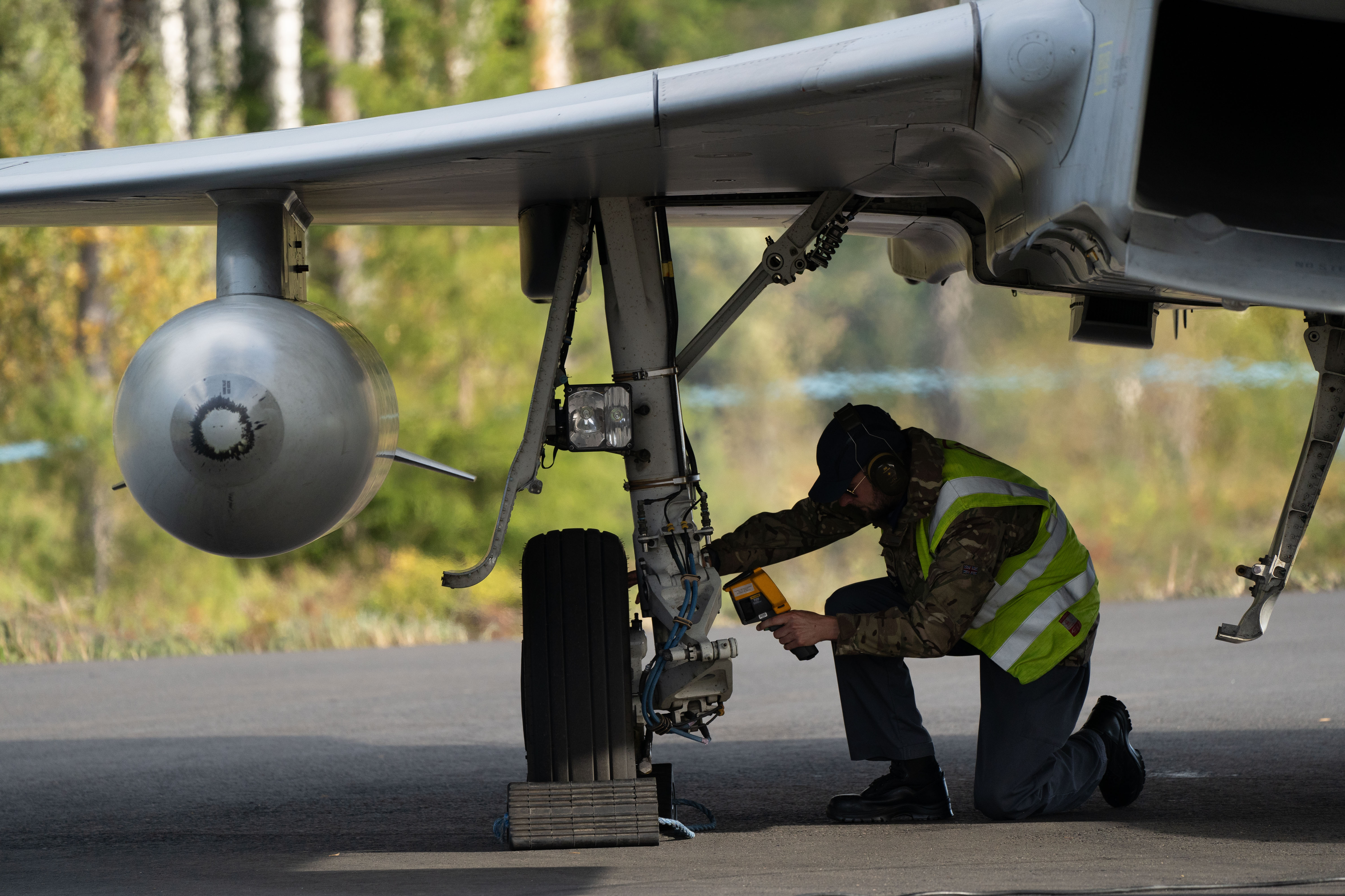 Minimal support teams were on hand as two RAF jets landed and took off from a remote single-lane road in Finland as part of Exercise Baana 23 (Picture: RAF).