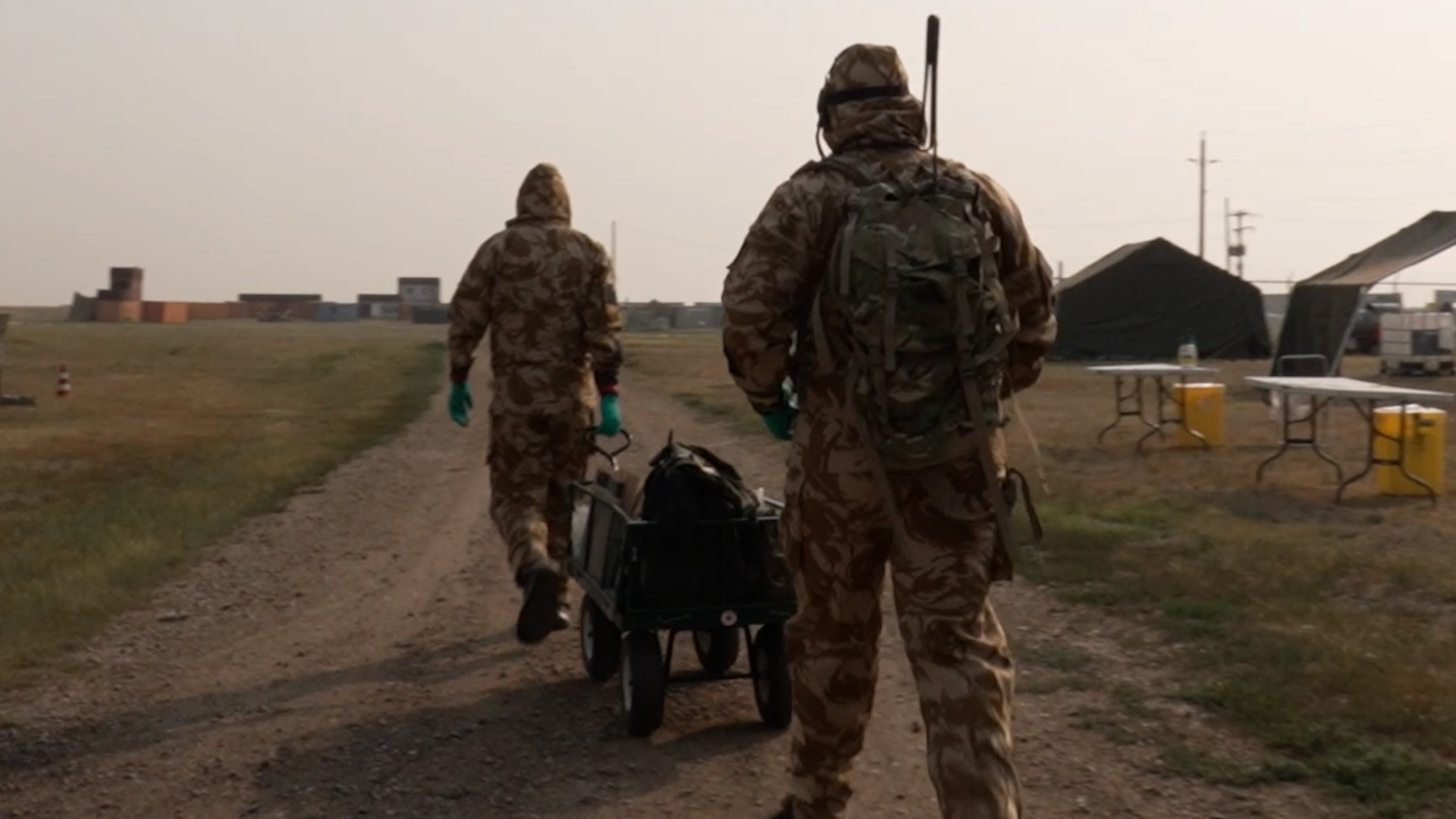 77 field squadron CBRN specialists in the British Army enter hot zone