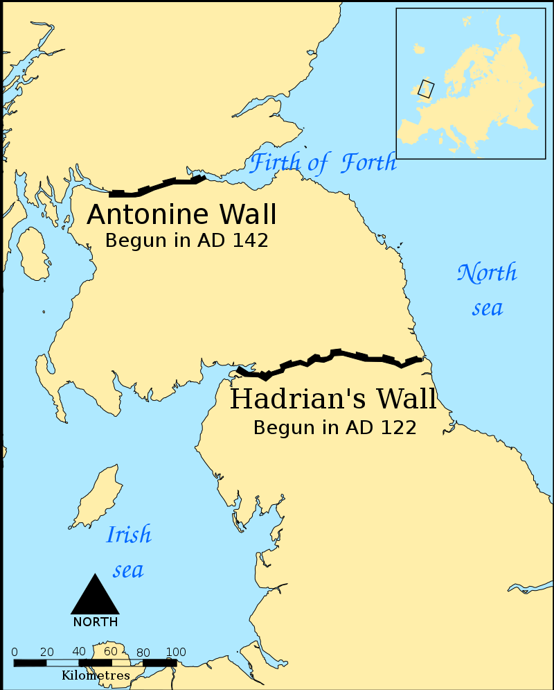 Map of Antonine and Hadrian's walls