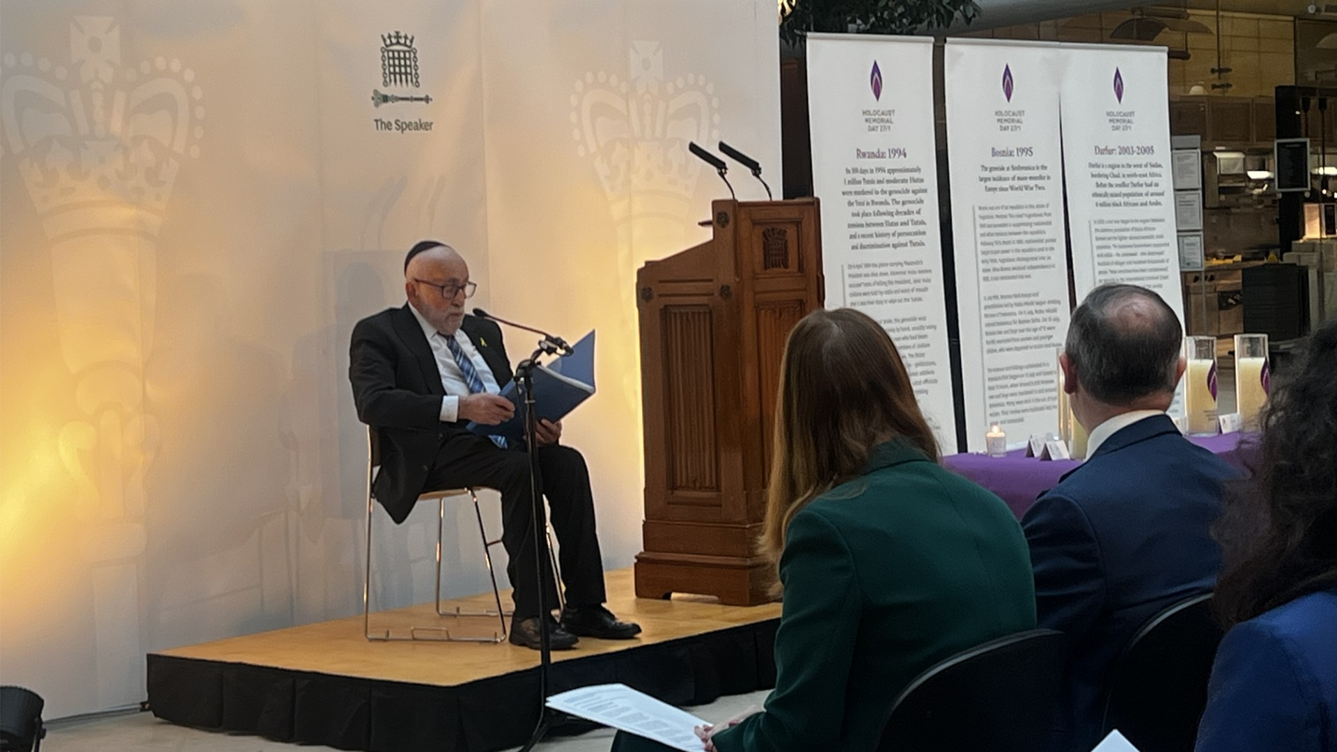 96-year-old Holocaust survivor Yisrael Abelesz shared his experience when he was 14 in the concentration camp