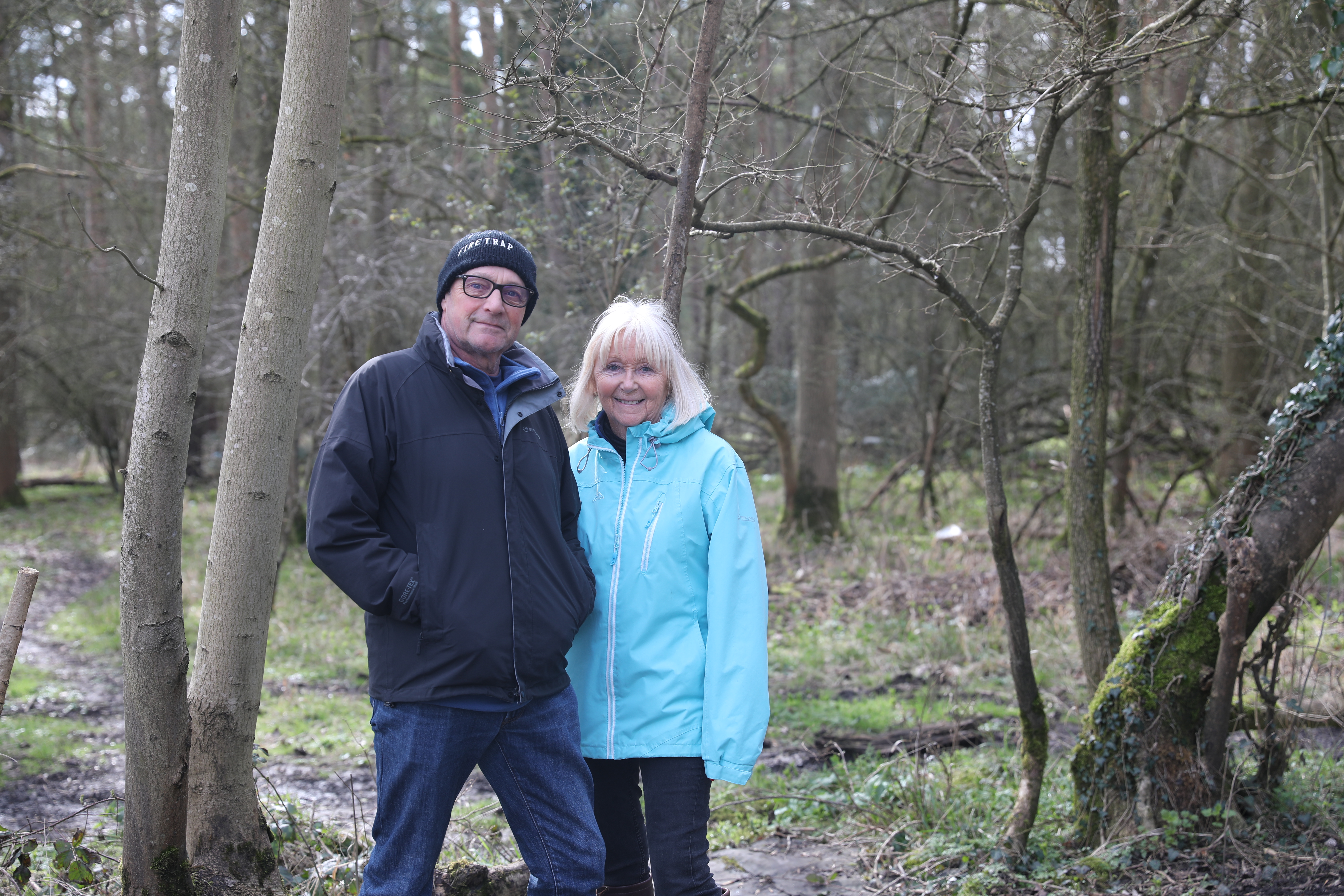 Local residents Norman and Sandy Hewitt near the site of the German PoW Camp in Ettington, Warwickshire. Credit: JW 