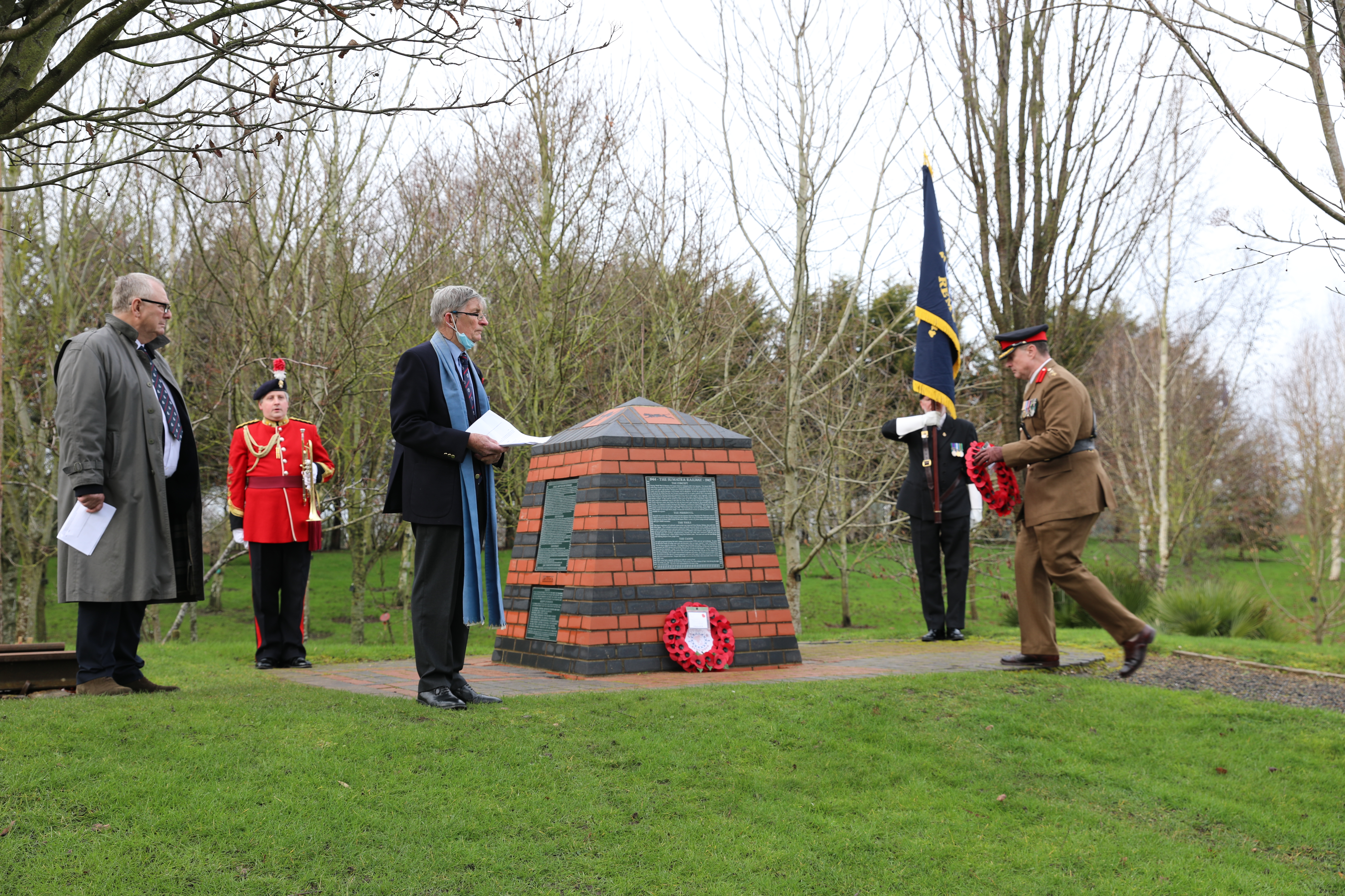 Dignitaries lay wreaths at the National Memorial Arboretum in Staffordshire. 