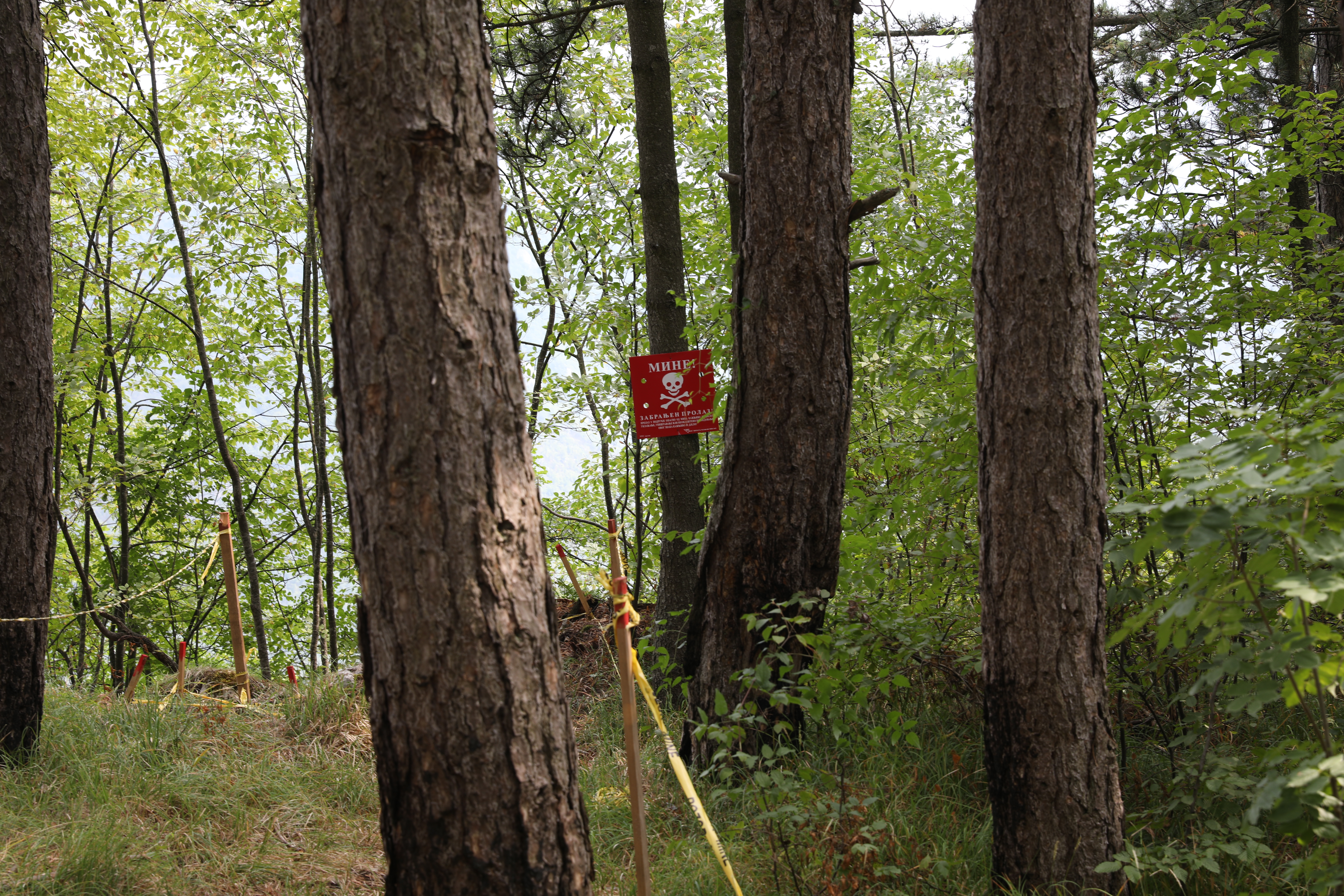 Sign warning to beware of mines