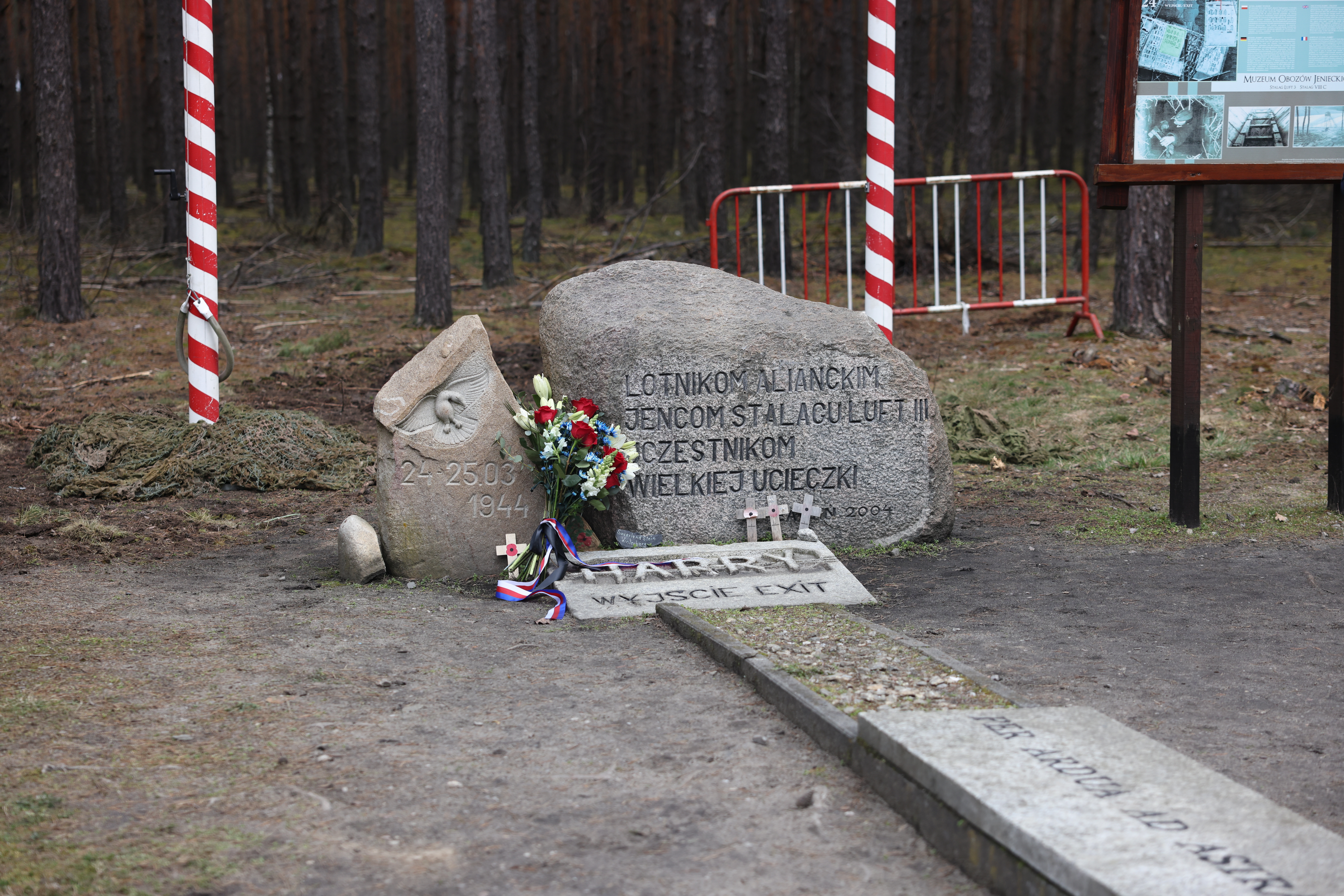 The precise point in which 76 allied airmen emerged from 'Harry,' outside the wire of Stalag Luft III