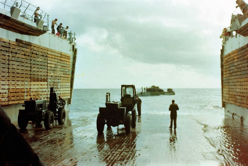 Loading Dock on HMS Fearless at Ascension. Credit: Kevin Lambert.