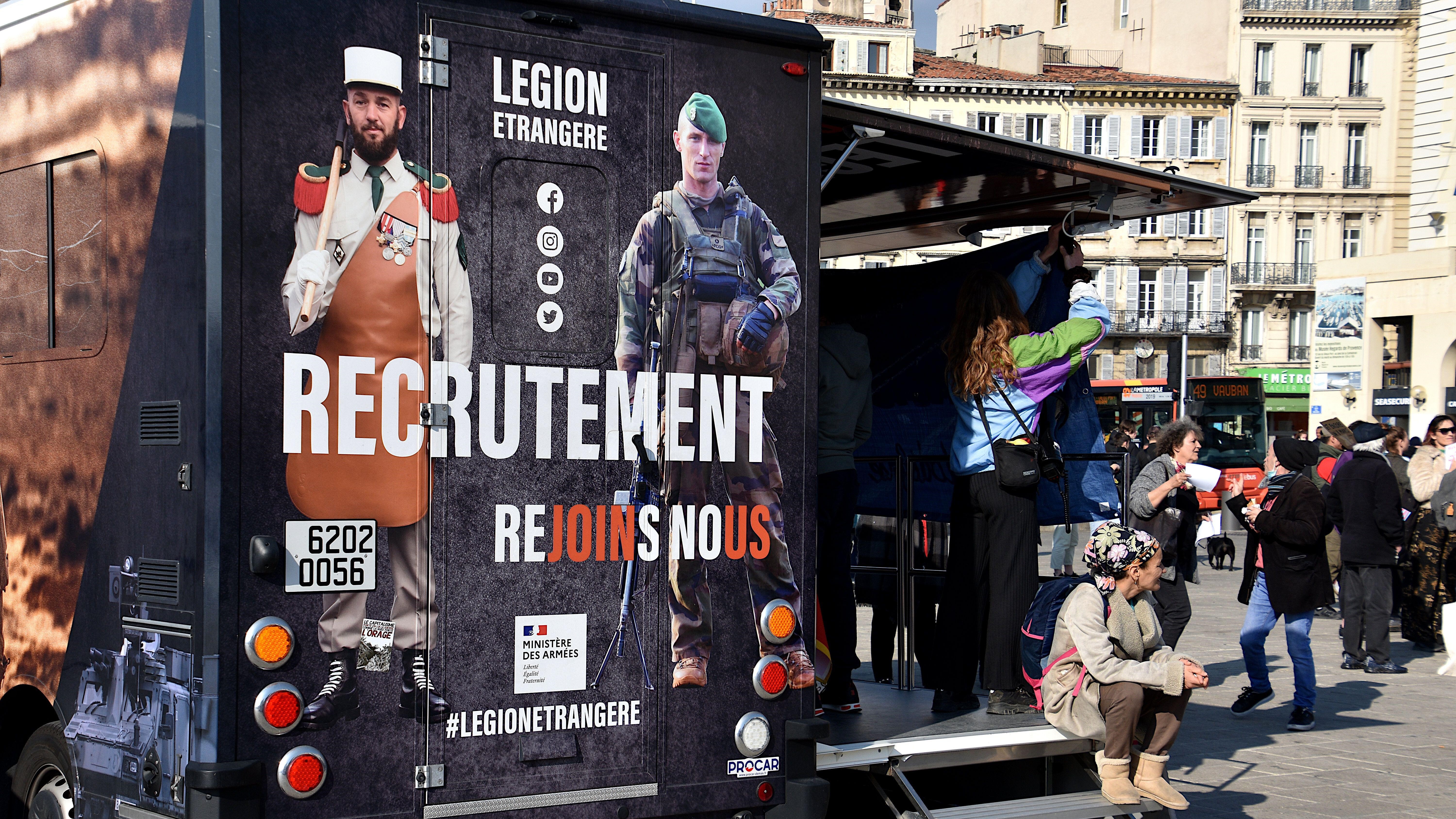 A Foreign Legion recruitment van is seen in Marseille DATE 12012023 CREDIT Alamy .jpg