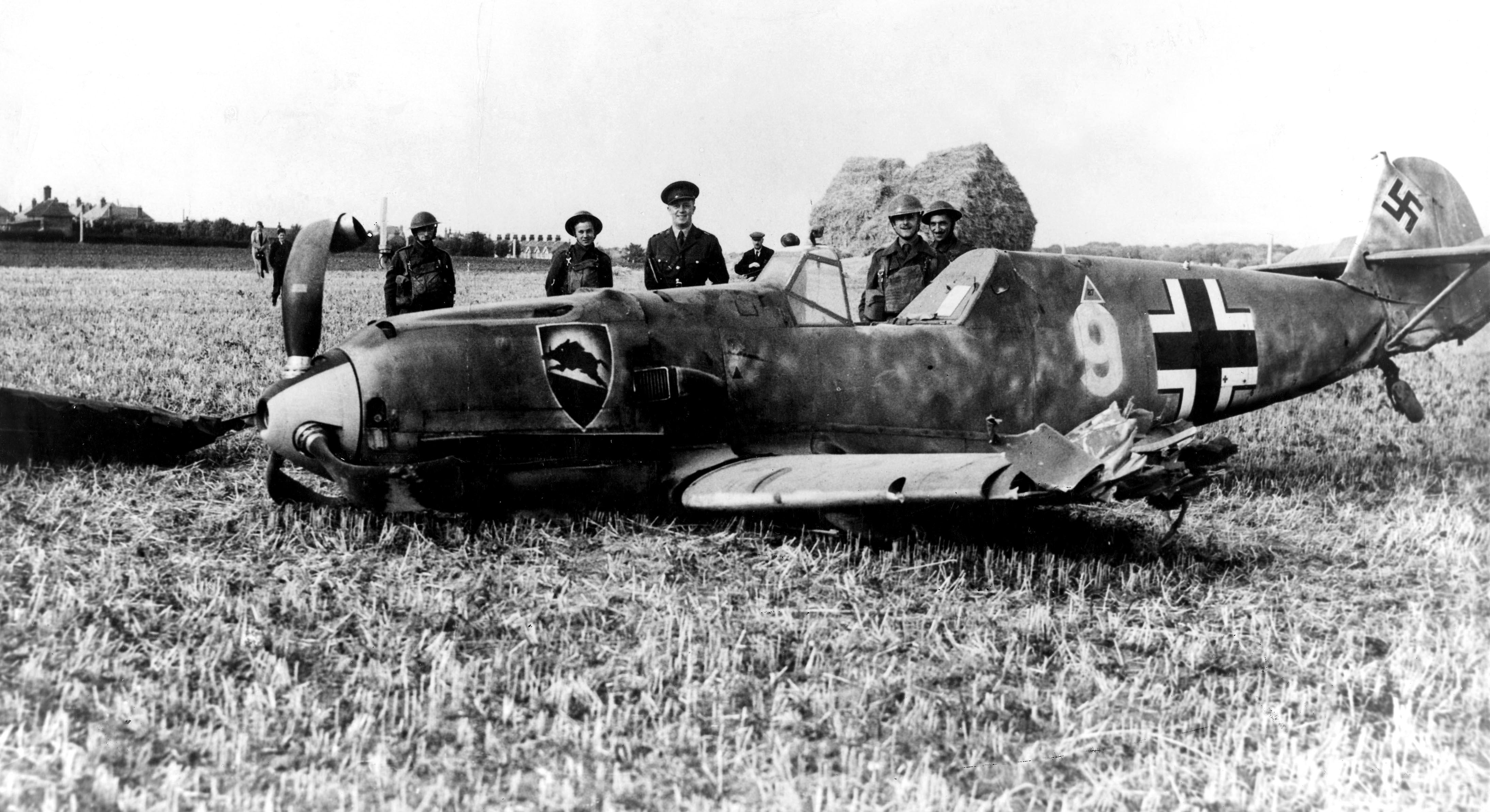 A German Messerschmidt BF109 brought down during a Battle of Britain air battle over Ramsgate