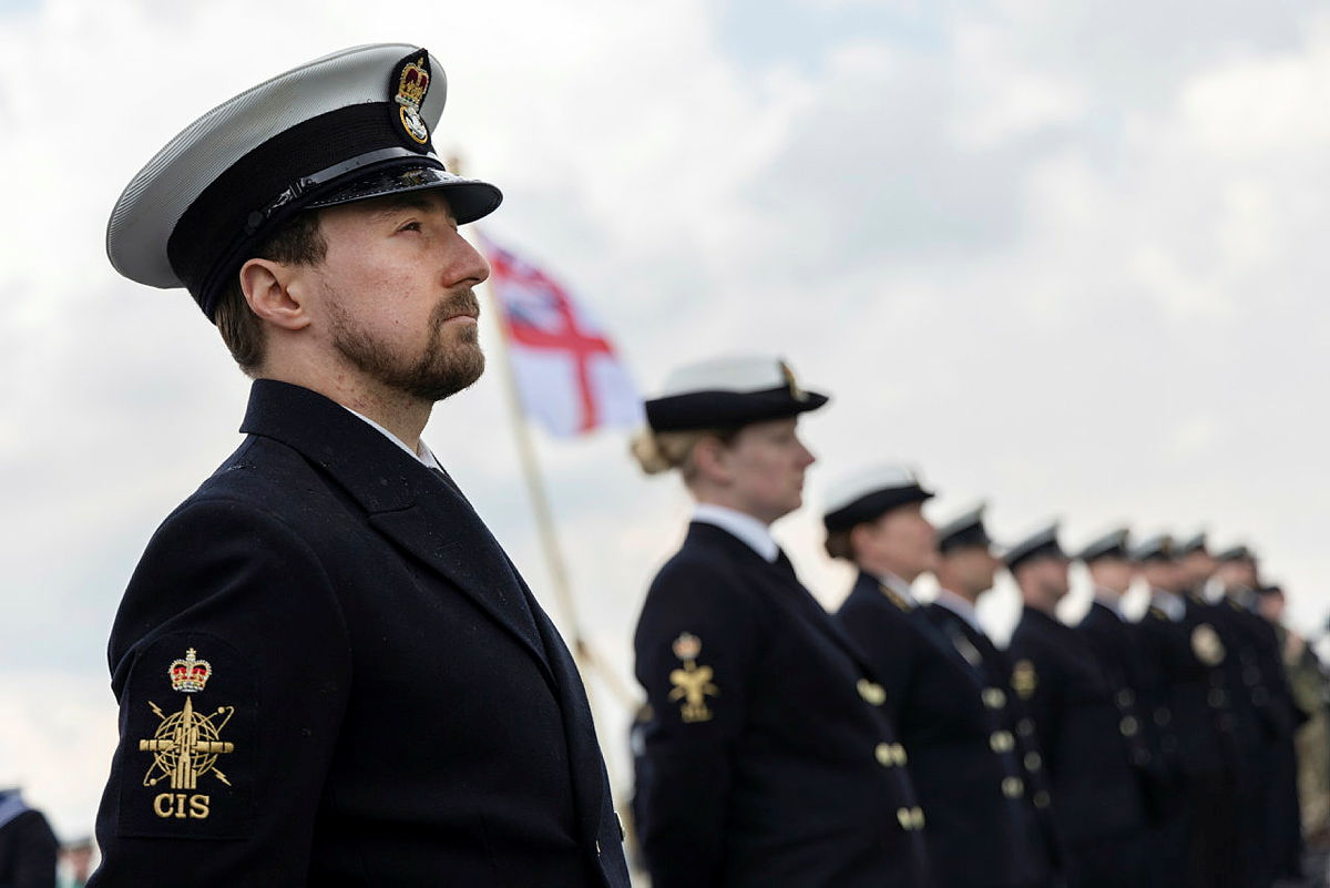 A Petty Officer looks on as HMS Kent sails as part of the Carrier Strike Group (CSG-21) deployment from HMNB Portsmouth 010521 CREDIT MOD